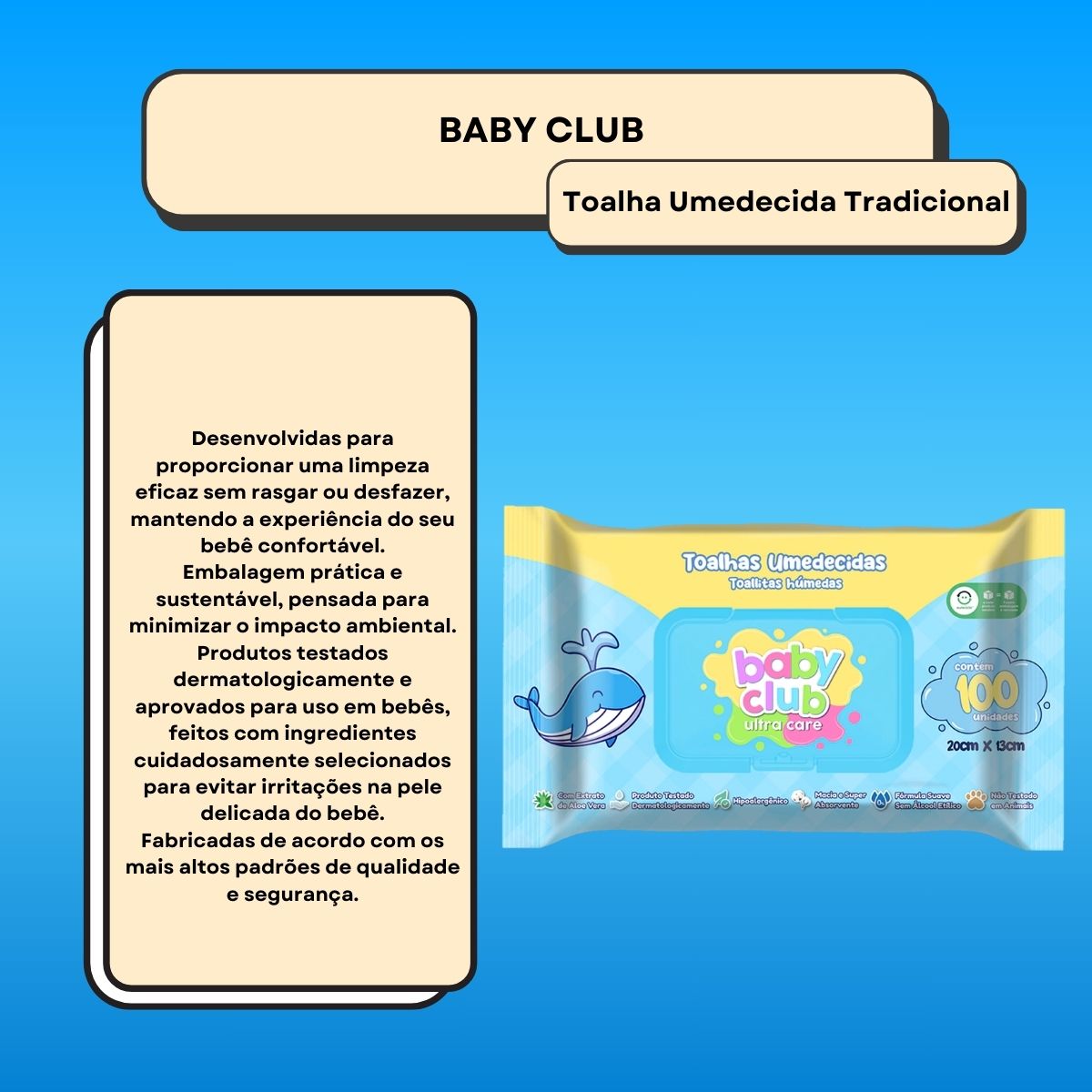 Baby Club Toalhas Umedecidas Premium 100 Folhas