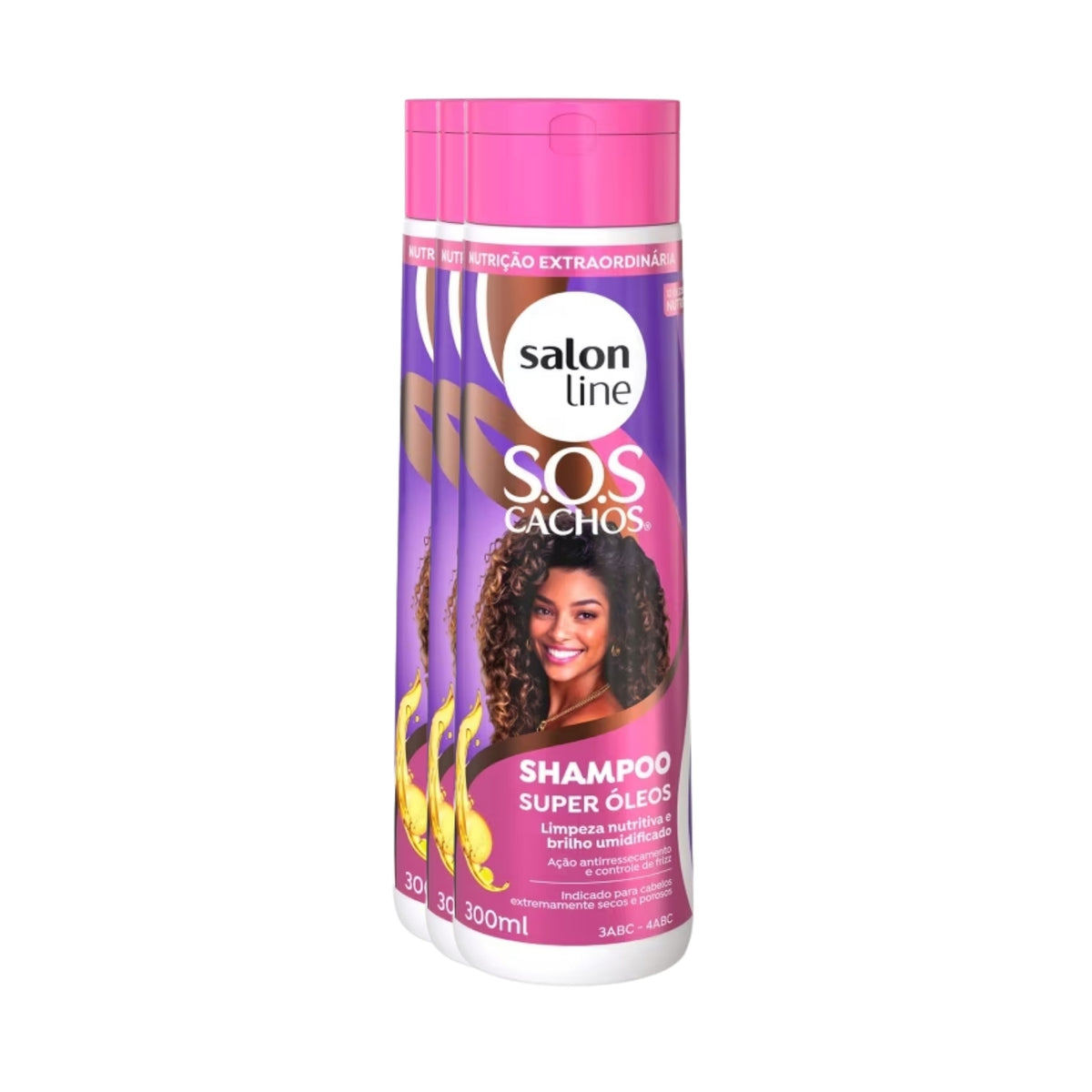 Kit Salon Line S.O.S Cachos Super Oleos 3 Shampoo para Cabelo Cacheado 300 ml