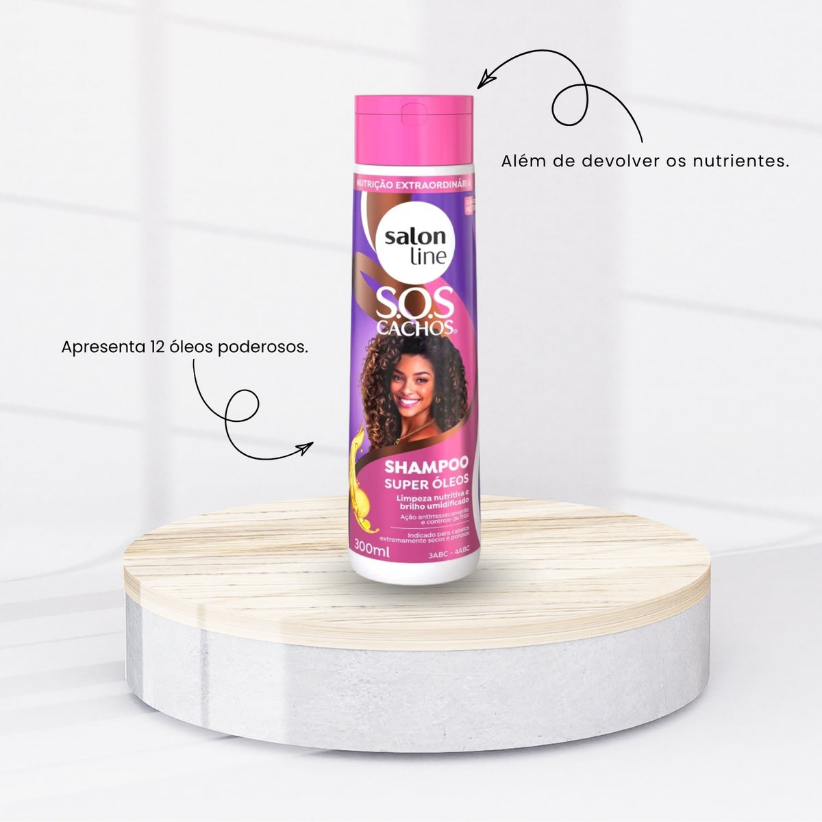 Kit Salon Line S.O.S Cachos Super Oleos 3 Shampoo para Cabelo Cacheado 300 ml