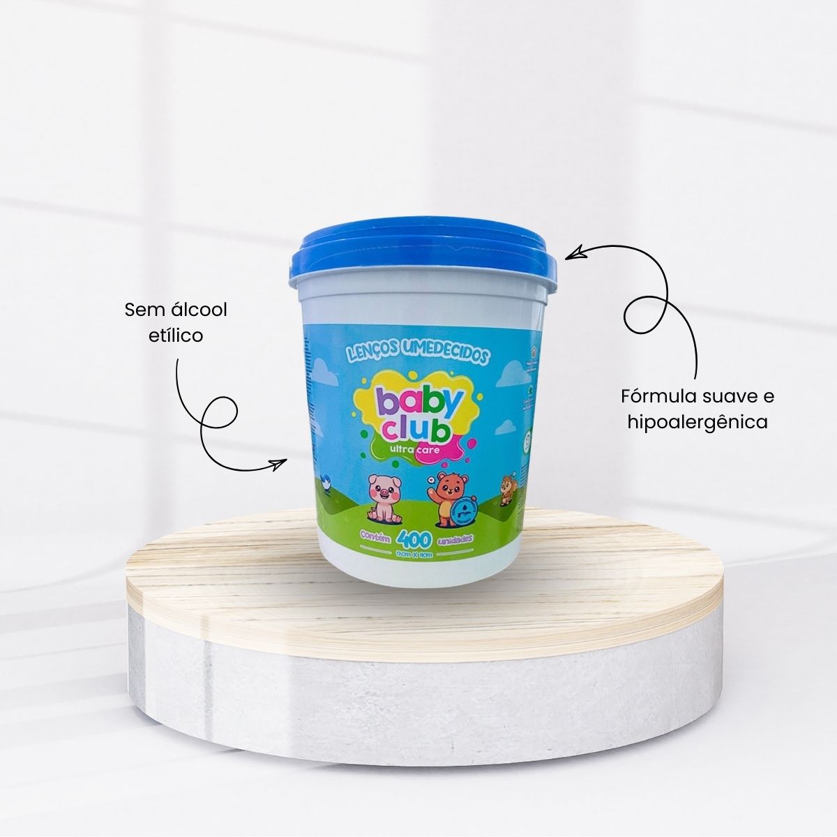 Baby Club Lenços Umedecidos Balde Azul 400 Folhas