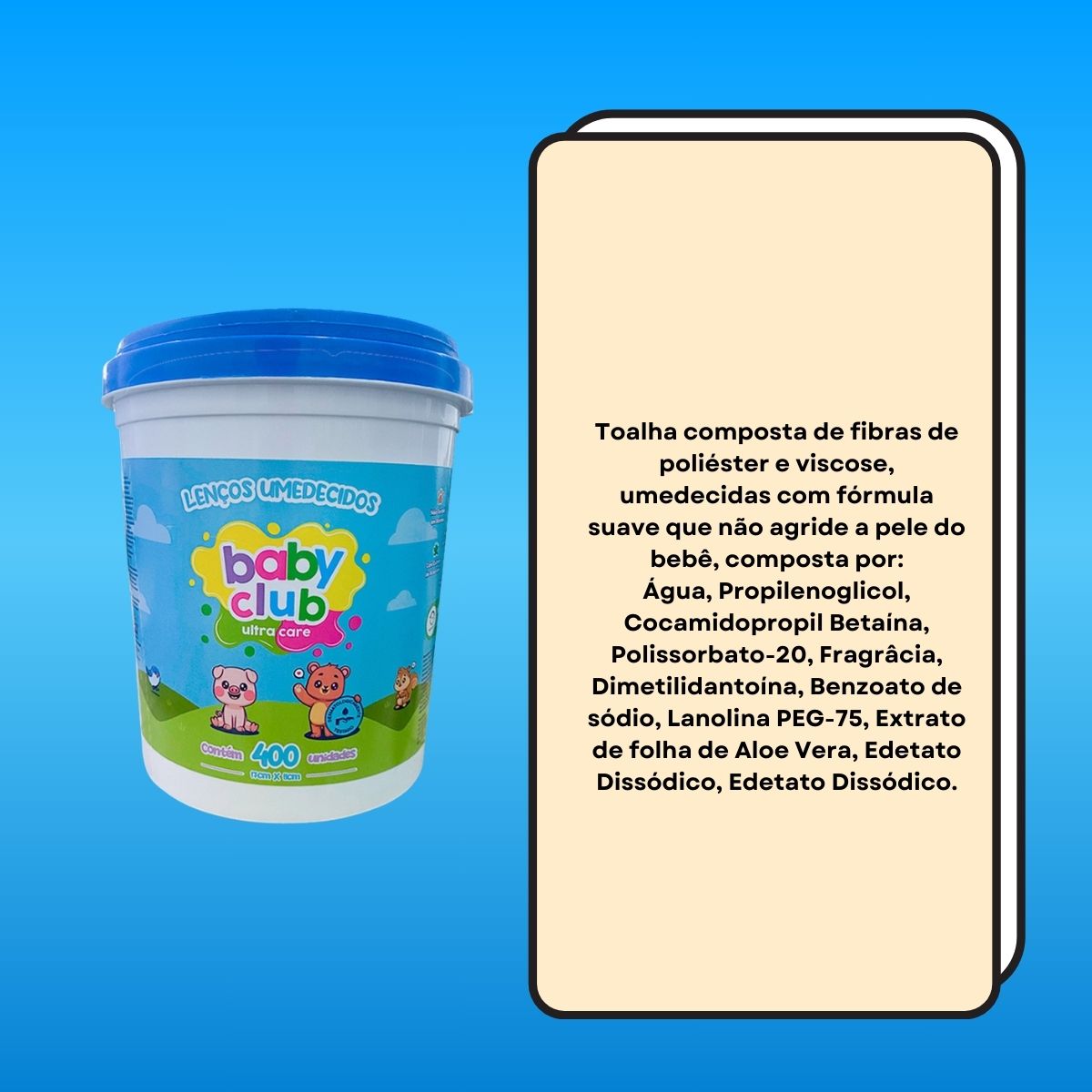Baby Club Lenços Umedecidos Balde Azul 400 Folhas