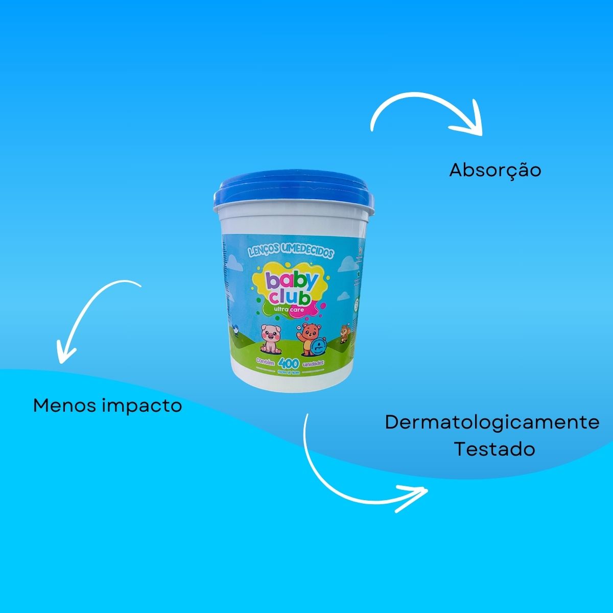 Baby Club Lenços Umedecidos Balde Azul 400 Folhas