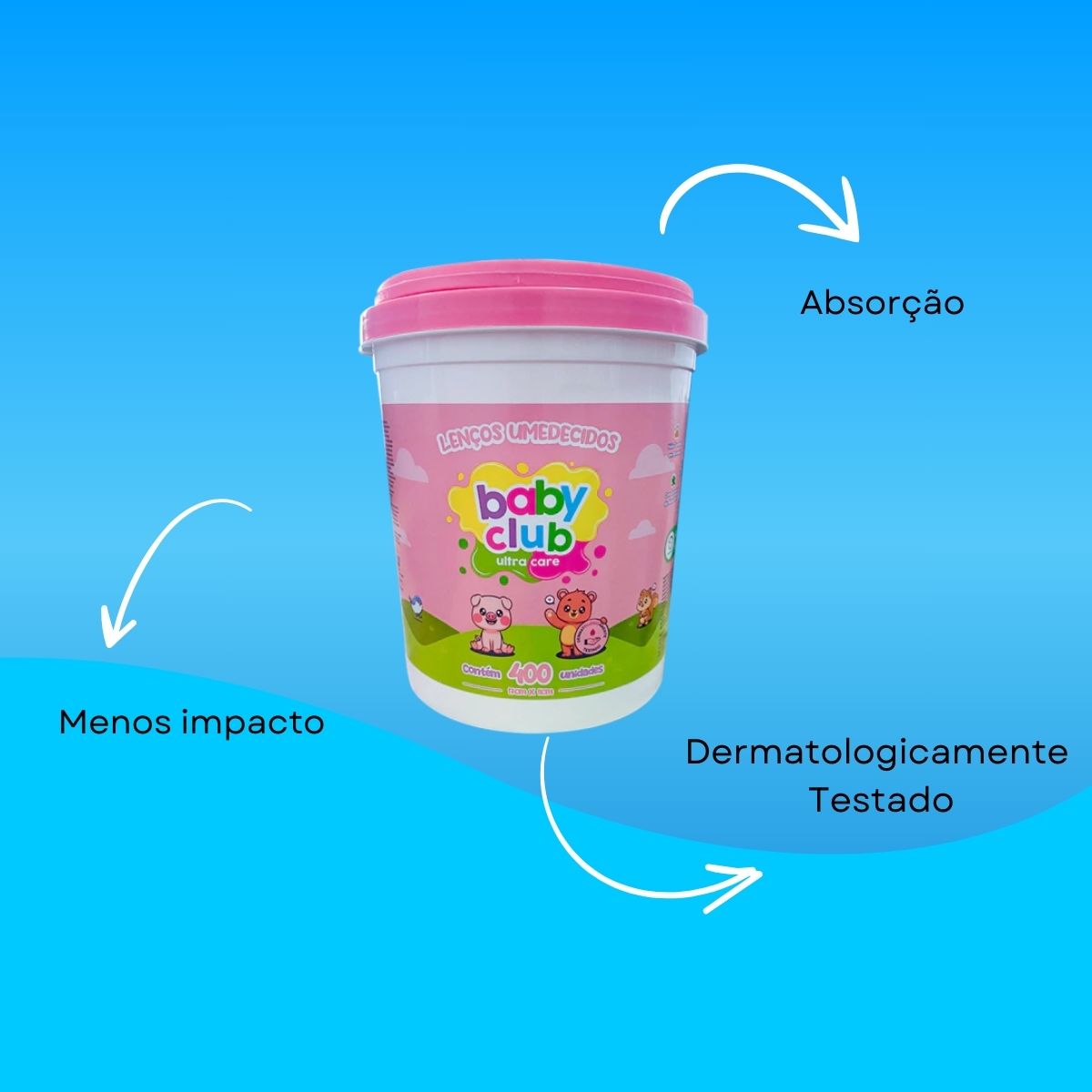 Baby Club Lenços Umedecidos Balde Rosa 400 Folhas