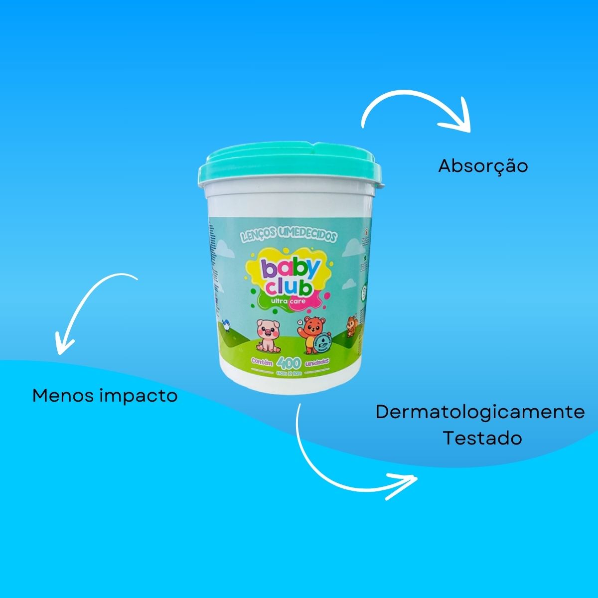 Baby Club Lenços Umedecidos Balde Verde 400 Folhas