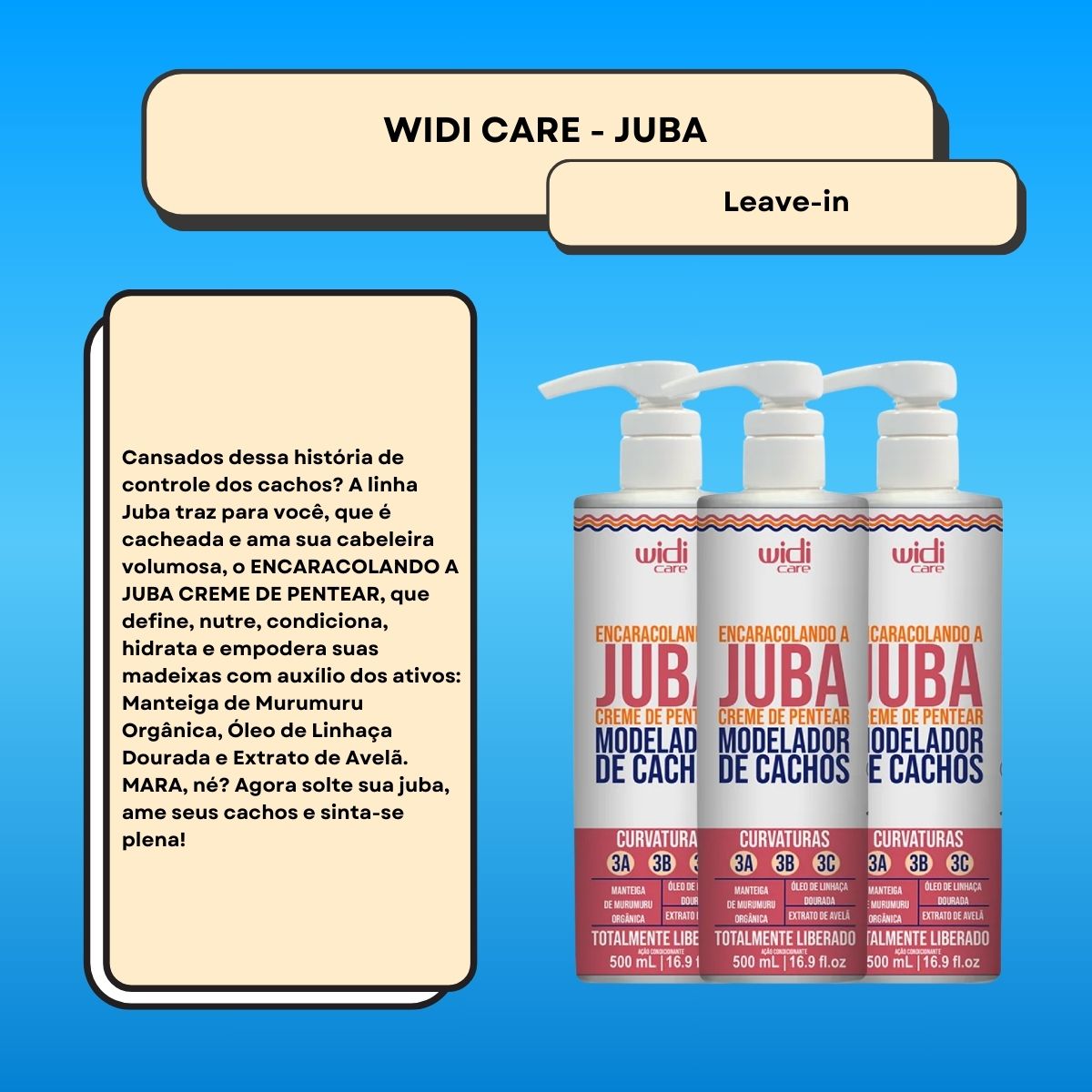 Kit Widi Care Encaracolando a Juba 3 Creme de Pentear 500 ml