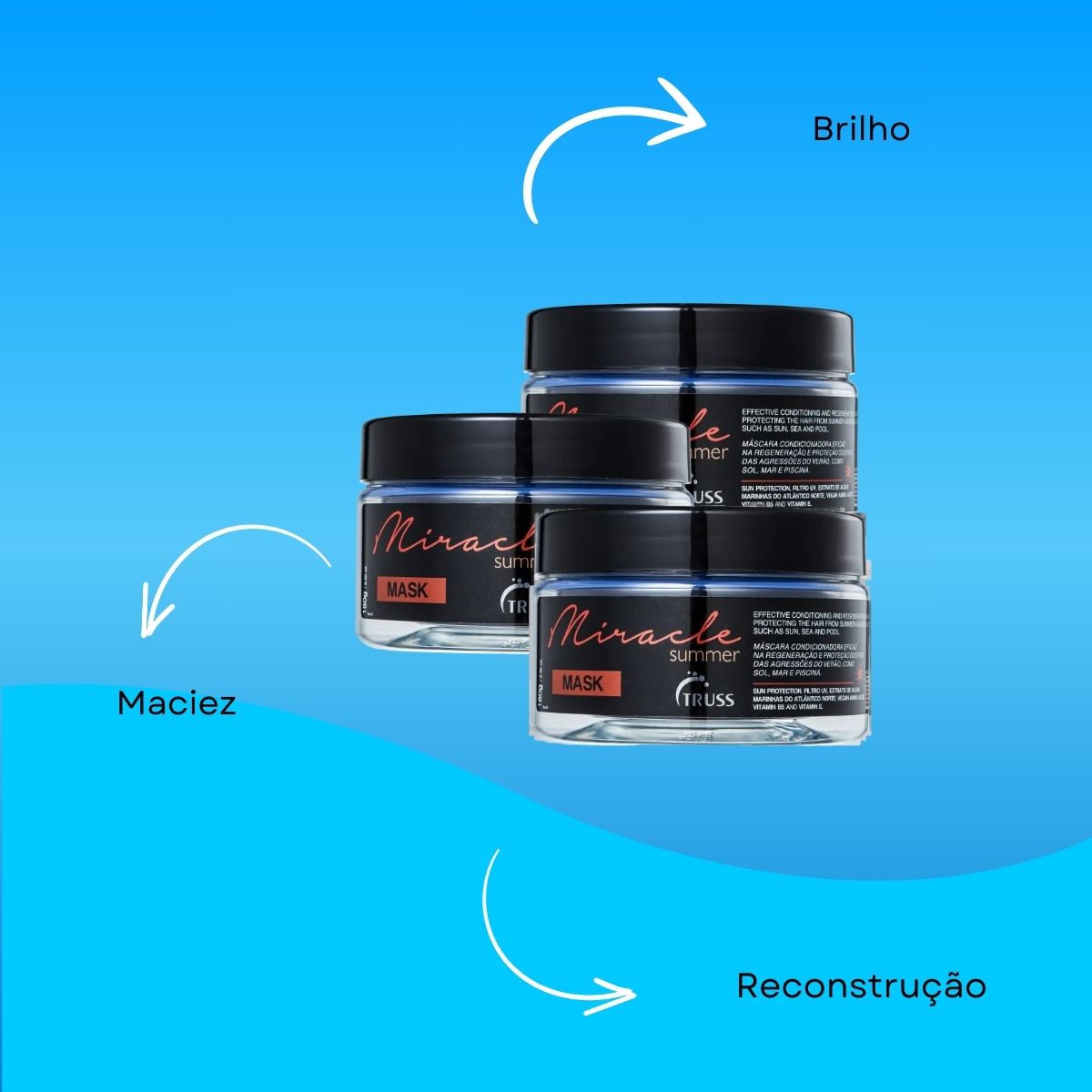 Kit Truss Miracle Summer 3 Máscara Capilar 180 g