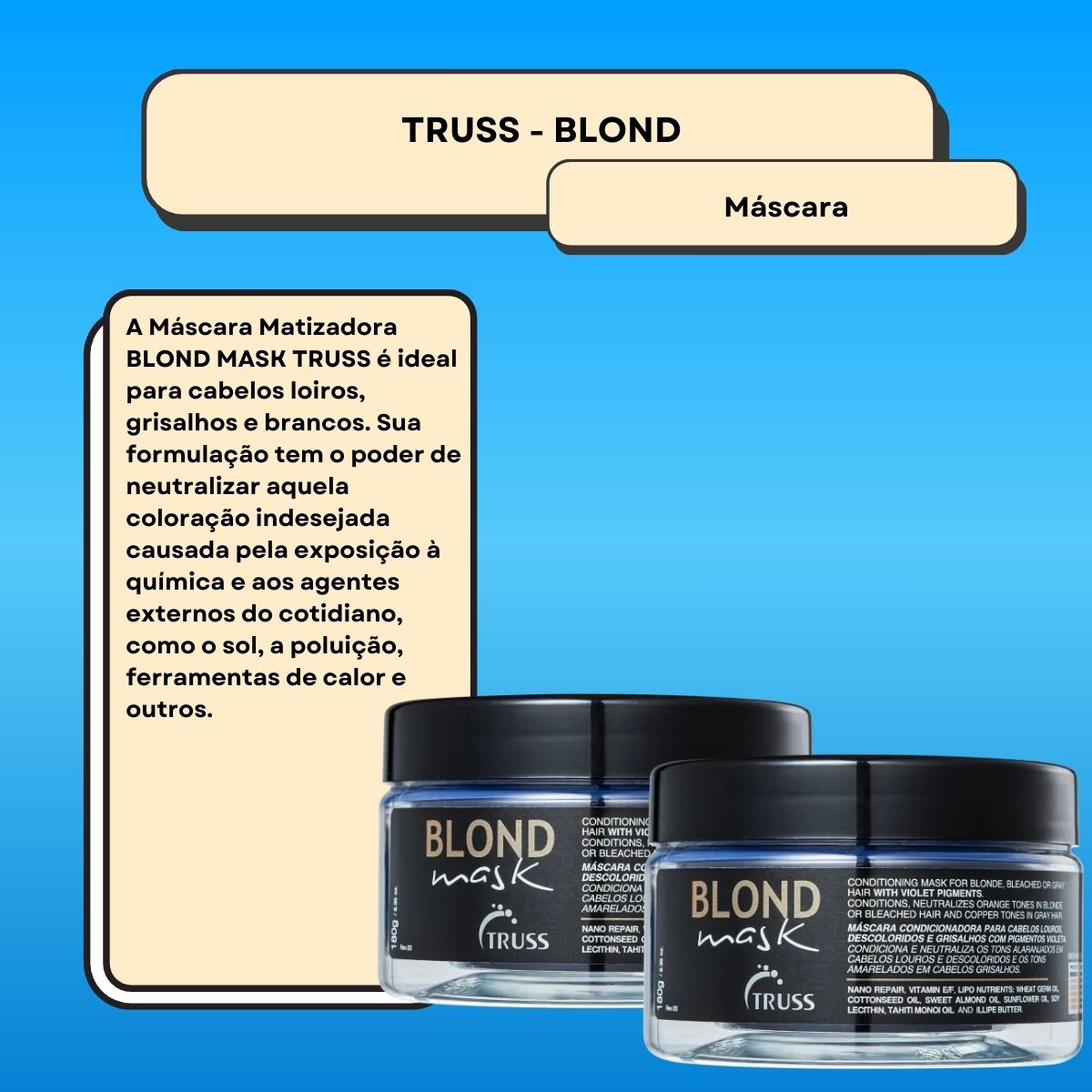 Kit Truss Blond Mask 2 Máscara Matizadora 180 ml