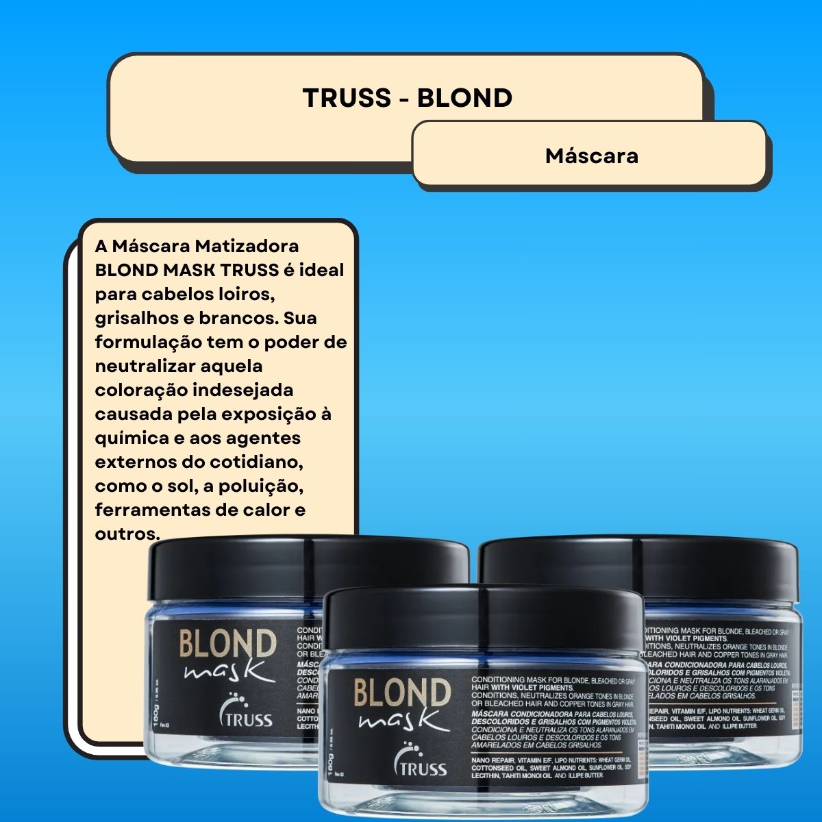 Kit Truss Blond Mask 3 Máscara Matizadora 180 ml