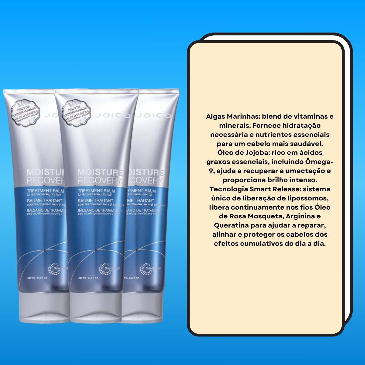Kit Joico Moisture Recovery Treatment Balm 3 Máscara 250 ml