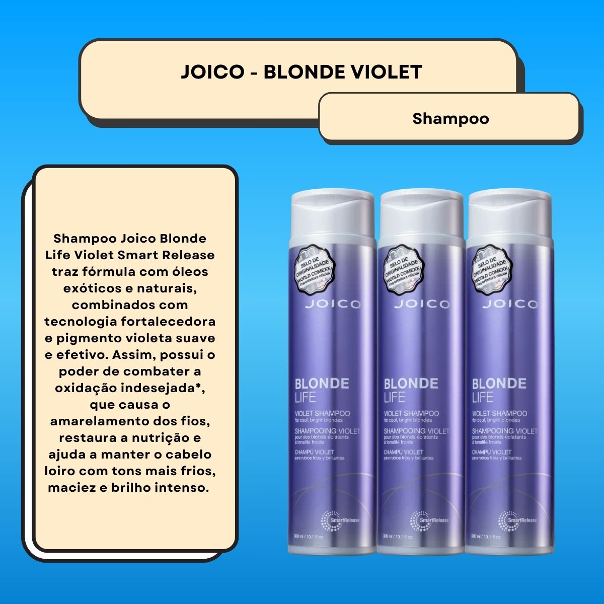 Kit Joico Blonde Life Violet Smart Release 3 Shampoo 300 ml