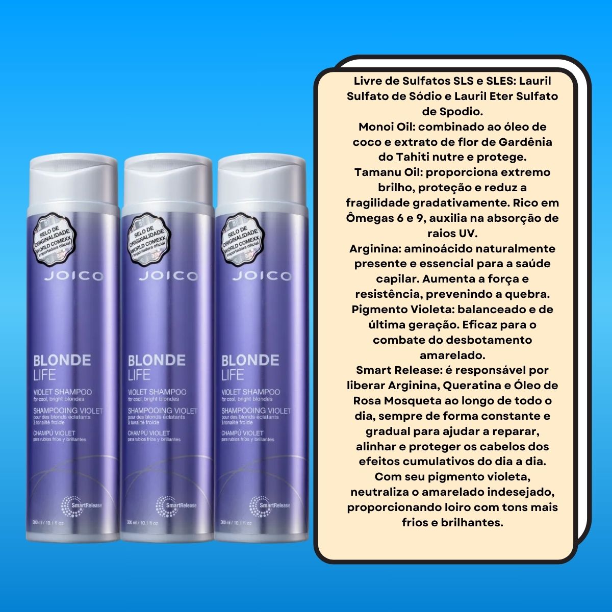 Kit Joico Blonde Life Violet Smart Release 3 Shampoo 300 ml