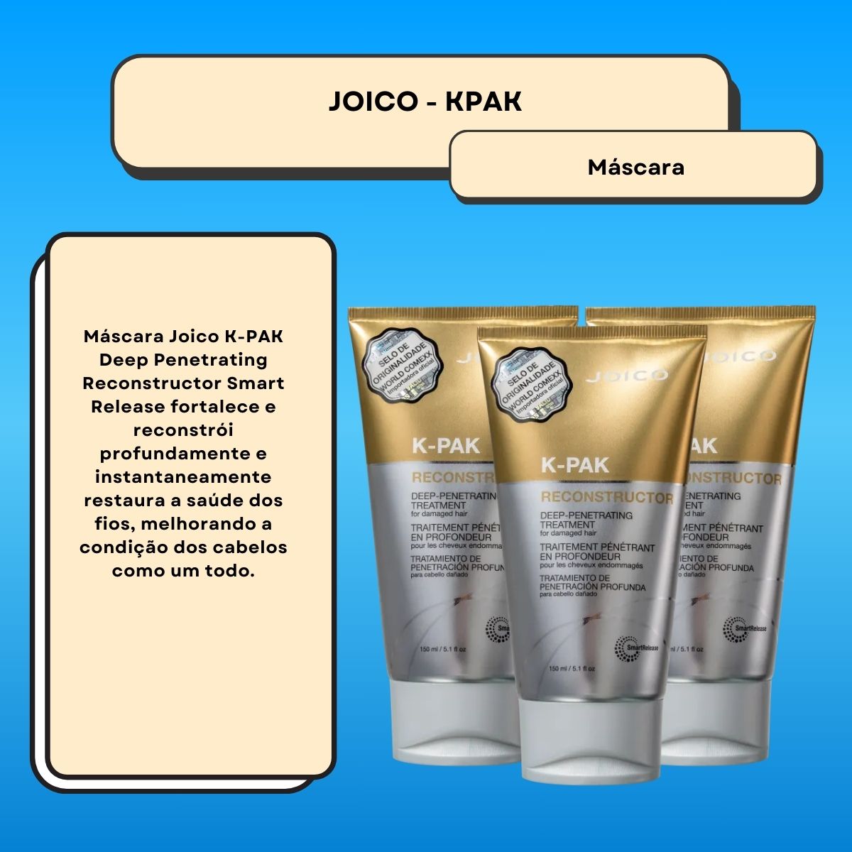 Kit Joico K-PAK Deep Penetrating 3 Máscara 150 ml