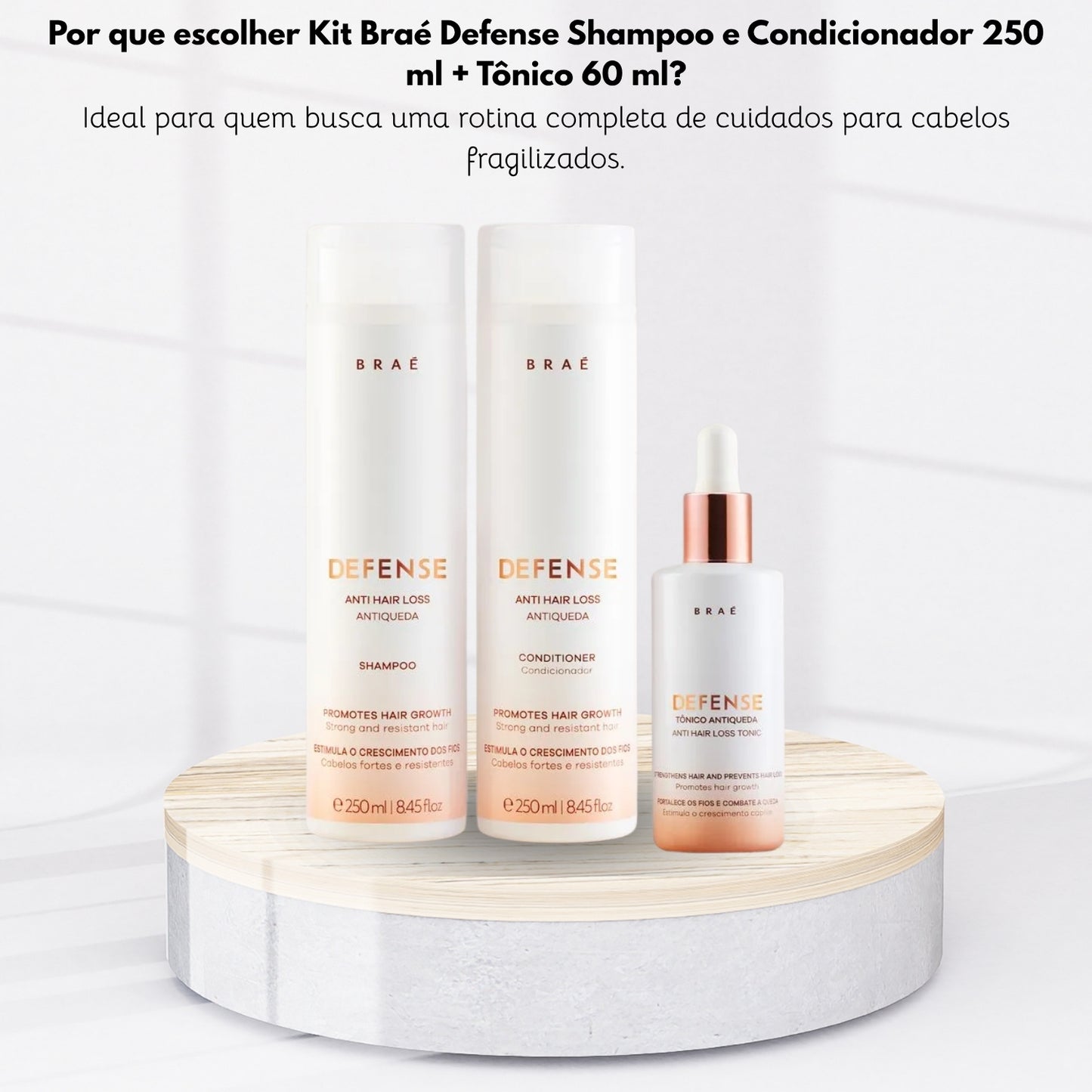Kit Braé Defense Shampoo e Condicionador 250 ml + Tônico 60 ml