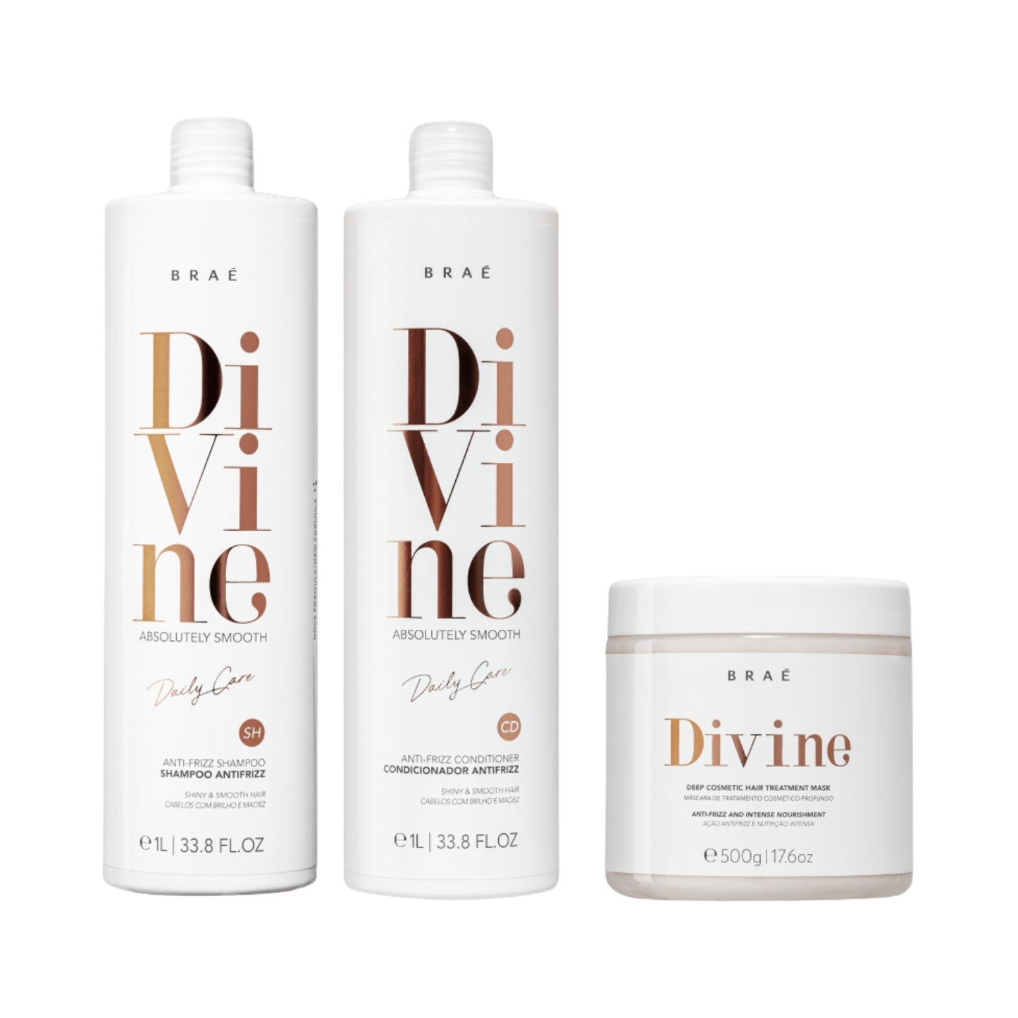 Kit Braé Divine Shampoo e Condicionador 1 Litro + Máscara 500 g