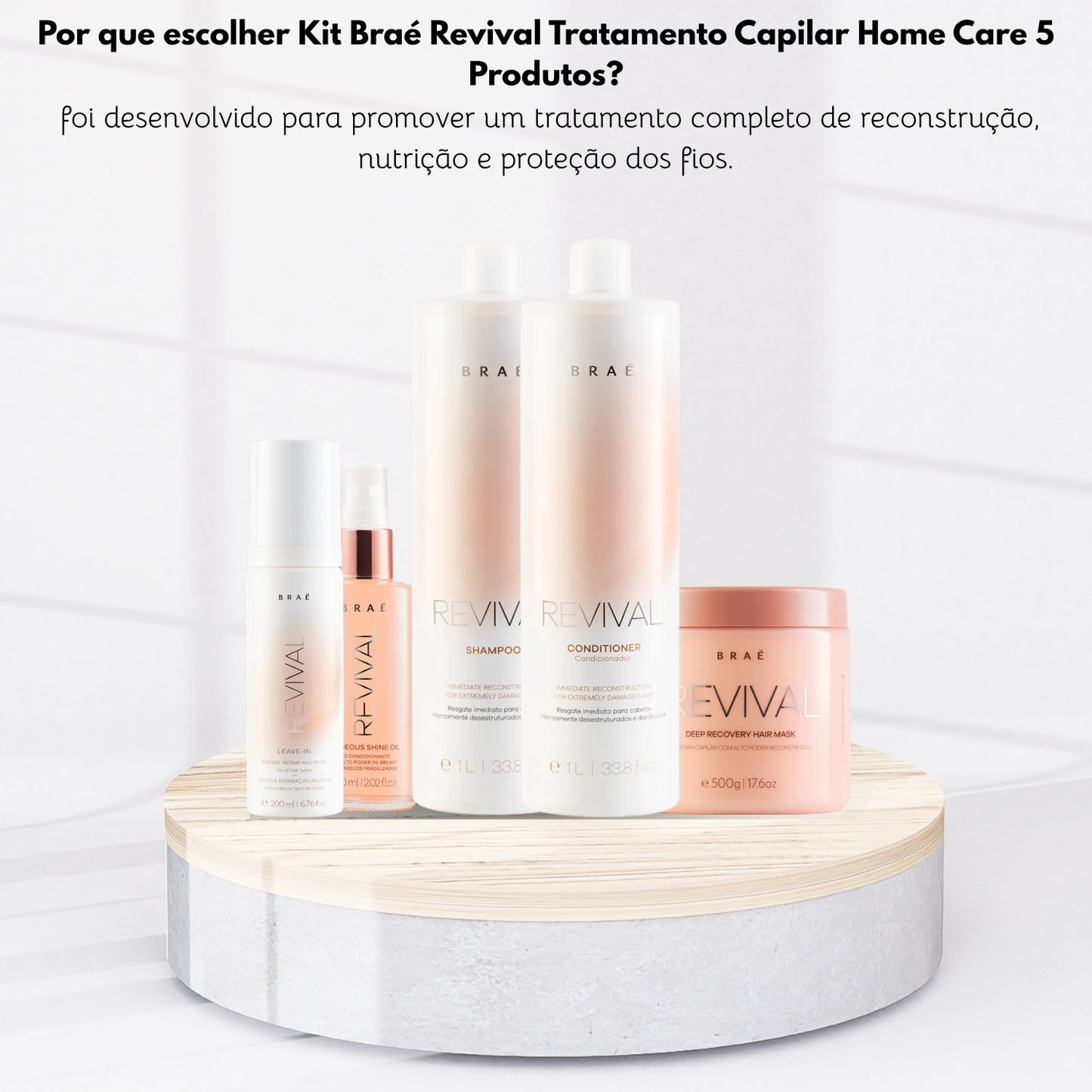Kit Braé Revival Tratamento Capilar Home Care 5 Produtos