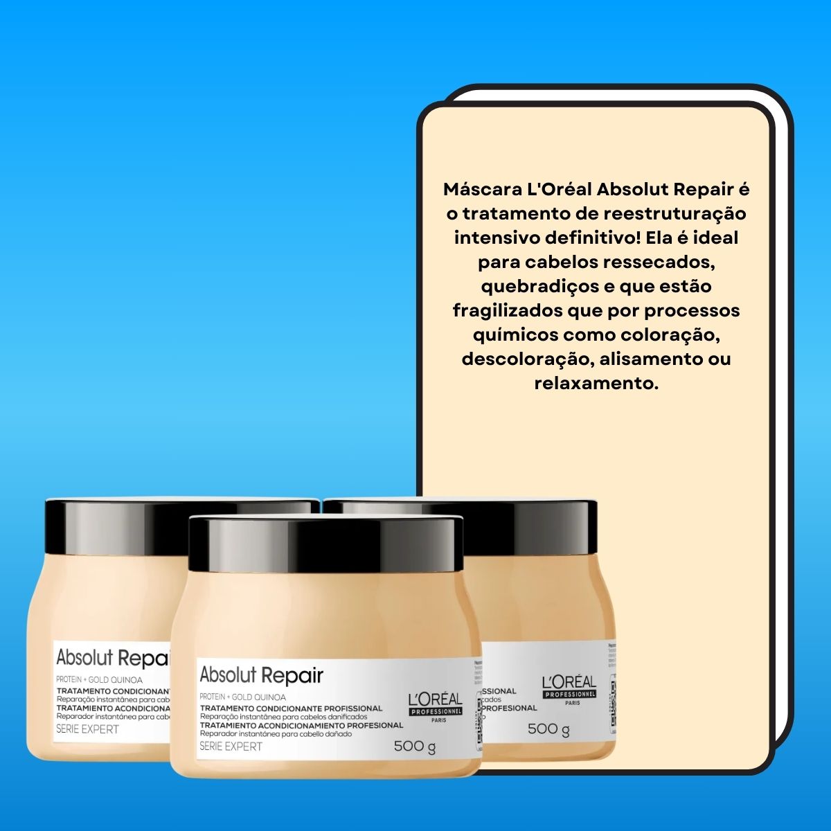 Kit Loreal Absolut Repair Gold Quinoa 3 Máscara 500 g
