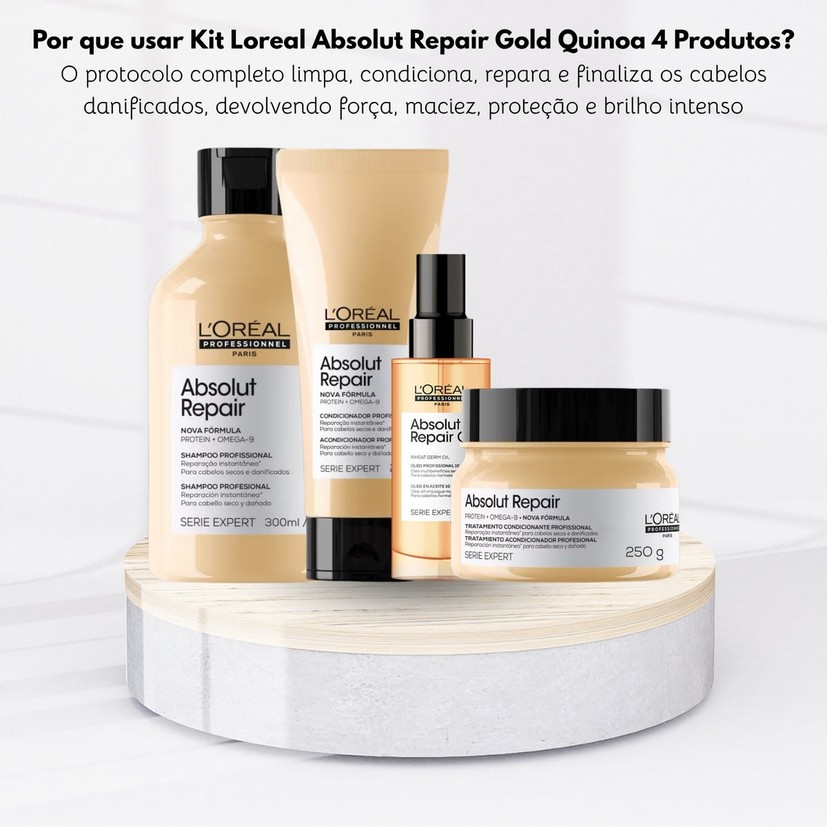 Kit Loreal Absolut Repair Gold Quinoa 4 Produtos