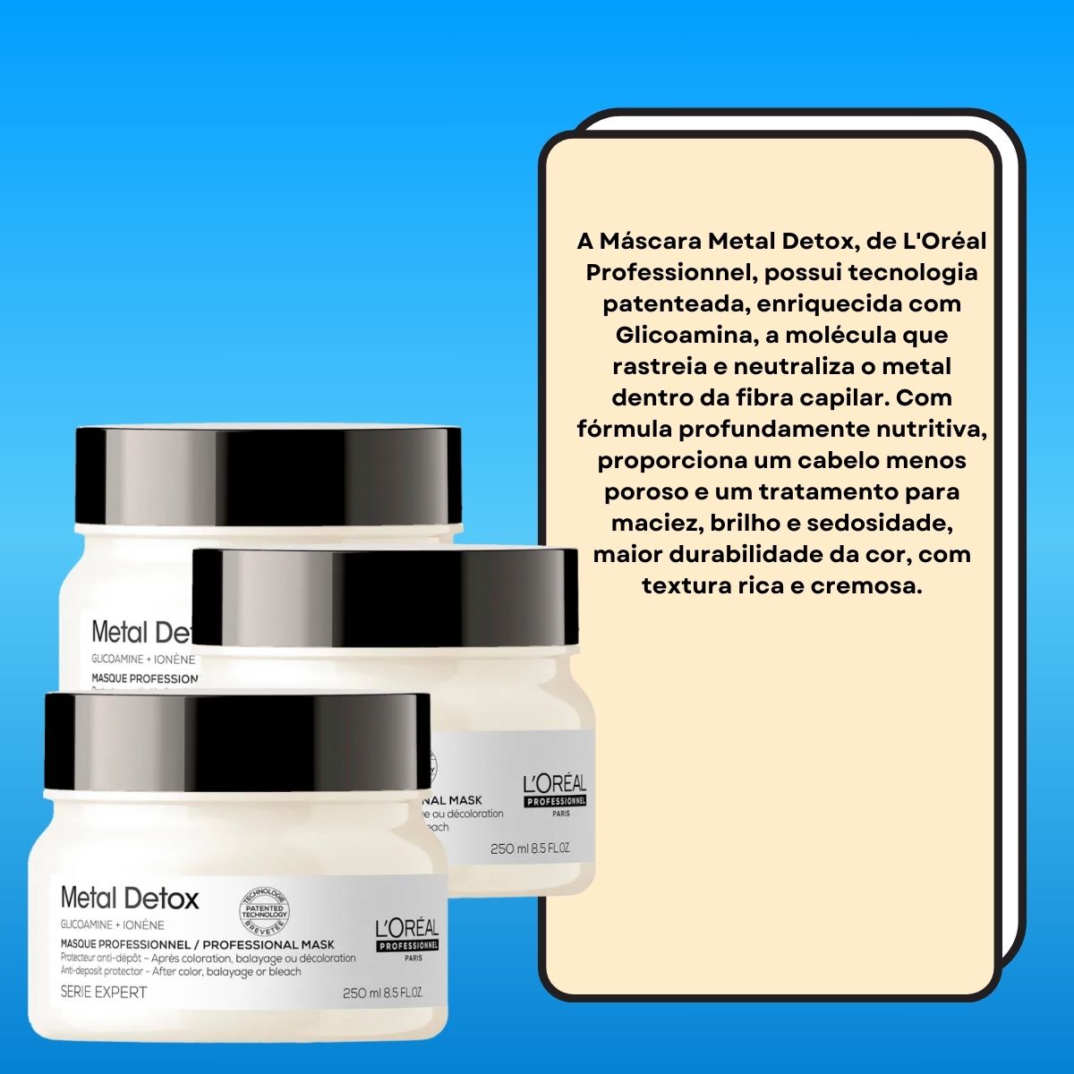 Kit Loreal Metal Detox 3 Máscara Capilar 250 ml