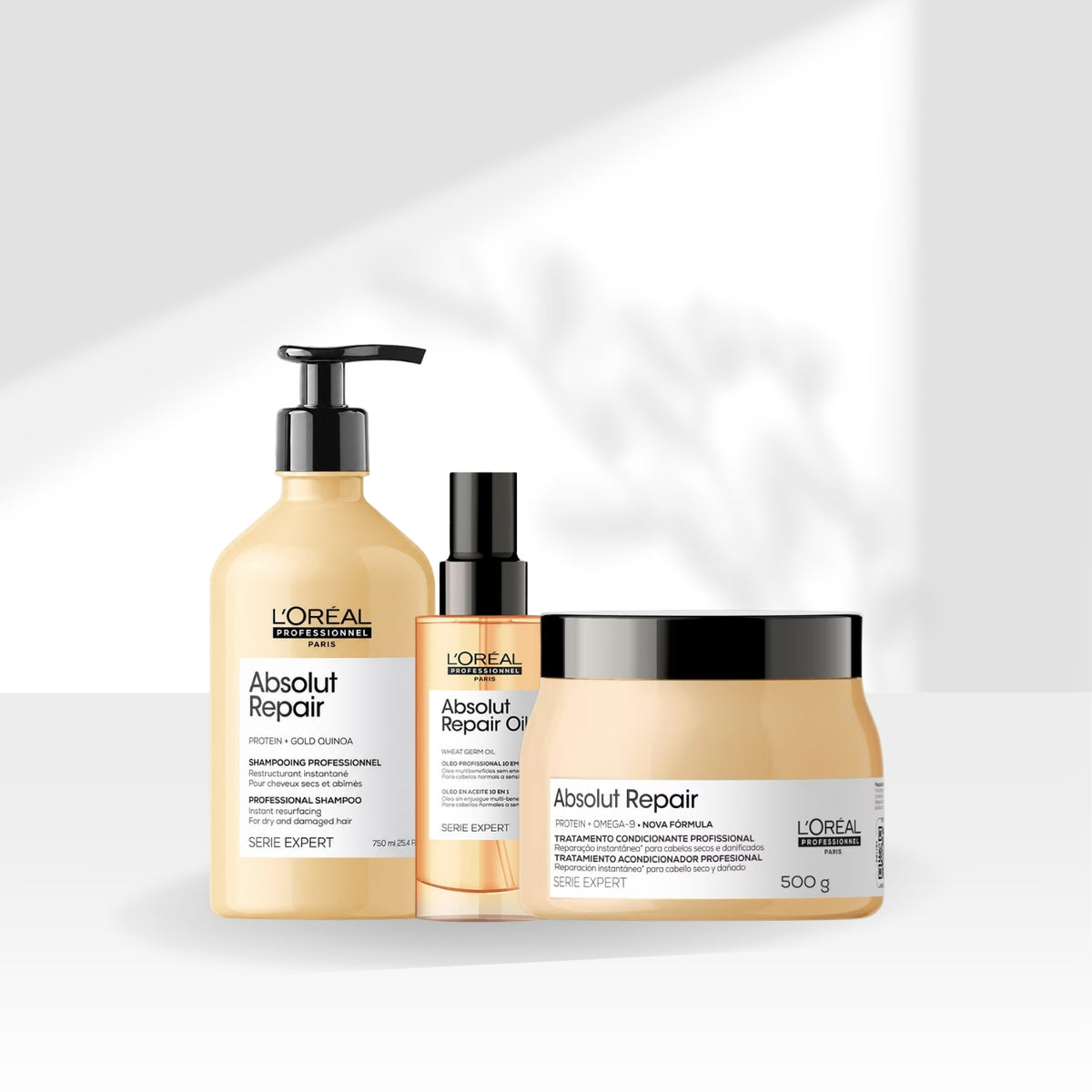 Kit Loreal Absolut Repair Gold Quinoa Shampoo Máscara Oil