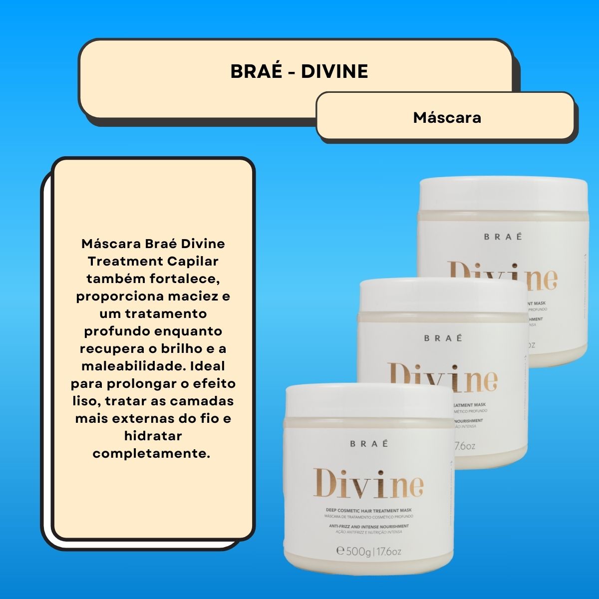 Kit Braé Divine 3 Máscara Capilar 500 g