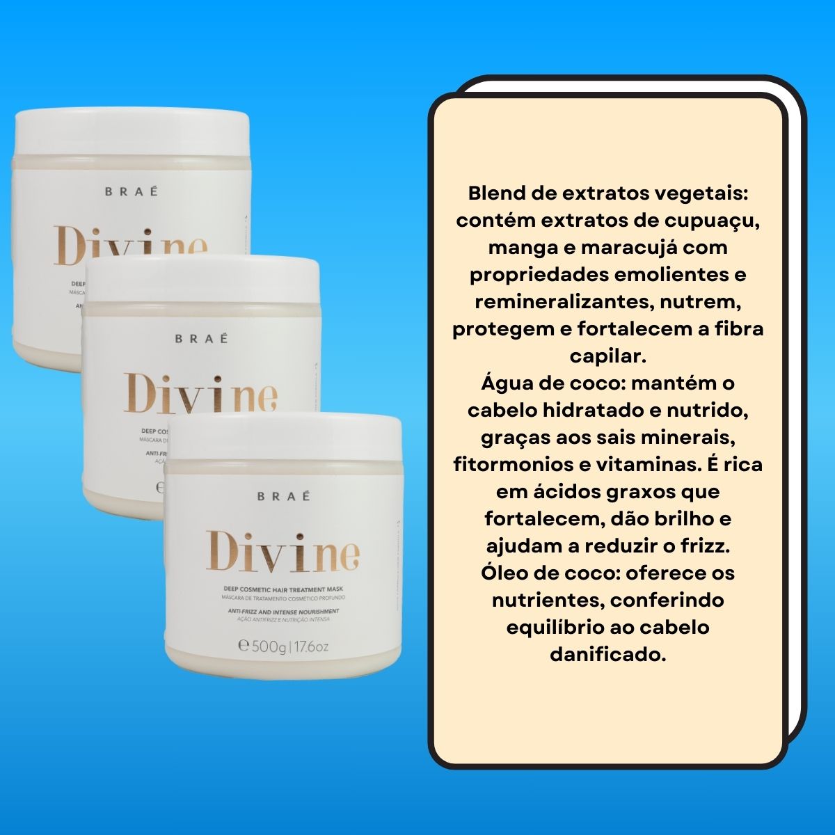 Kit Braé Divine 3 Máscara Capilar 500 g
