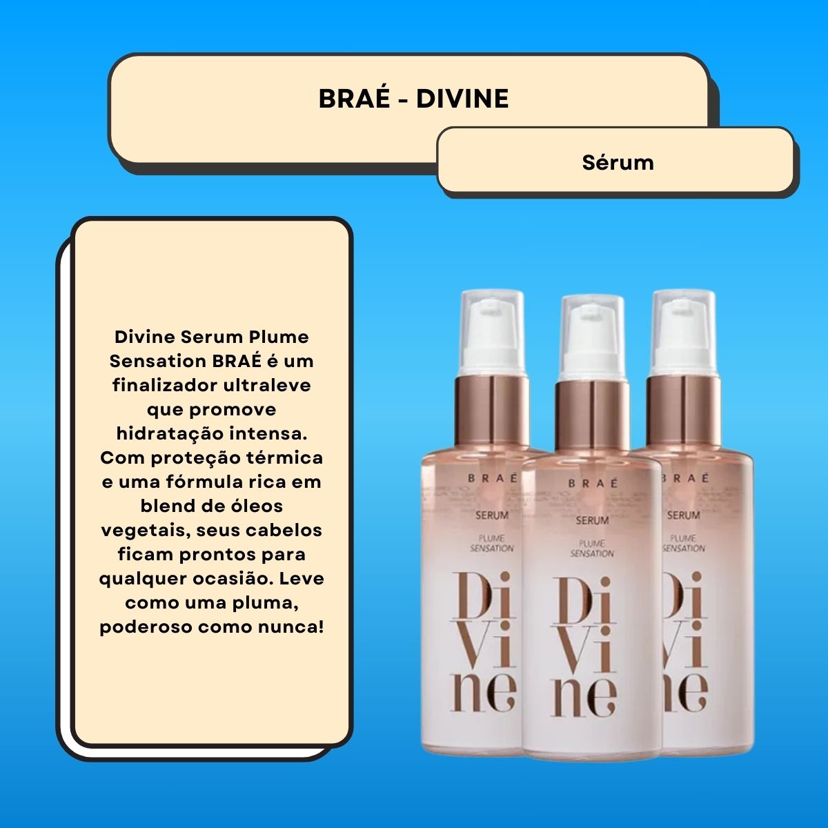 Kit Braé Divine Plume Sensation 3 Sérum Reparador 60 ml