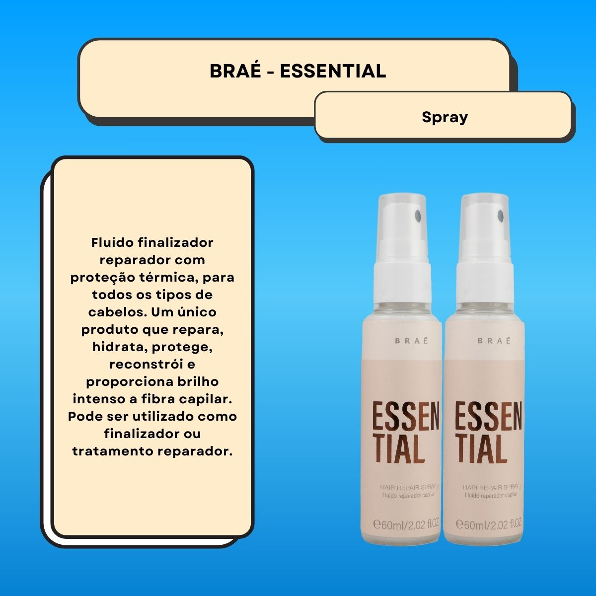 Kit Braé Essential 2 Spray Fluido Reparador Capilar 60 ml