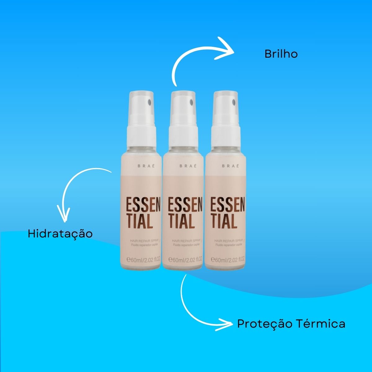 Kit Braé Essential 3 Spray Fluido Reparador Capilar 60 ml