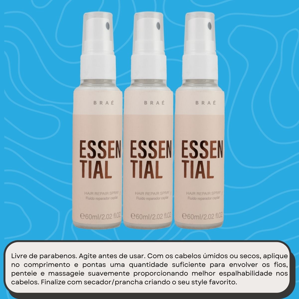 Kit Braé Essential 3 Spray Fluido Reparador Capilar 60 ml