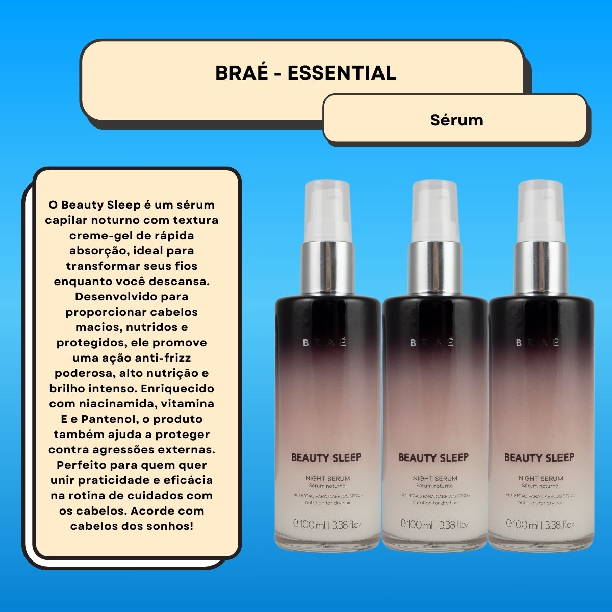 Kit Braé Beauty Sleep Night 3 Sérum Tratamento Noturno 100 ml