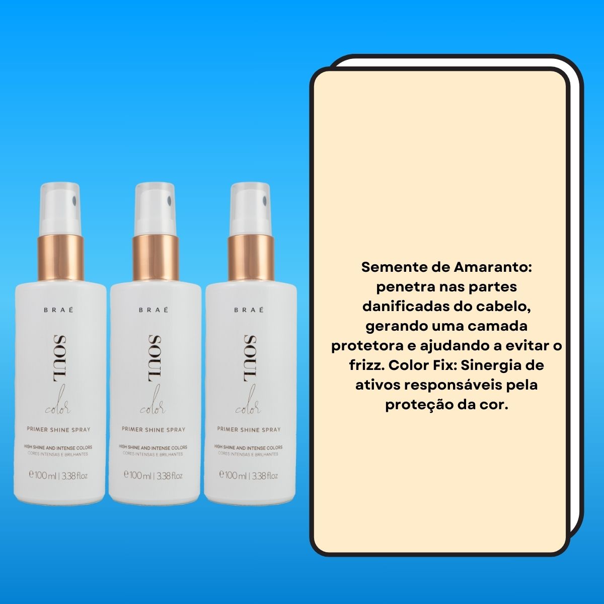 Kit Braé Soul Color Primer Shine Spray 3 Leave-In 100 ml