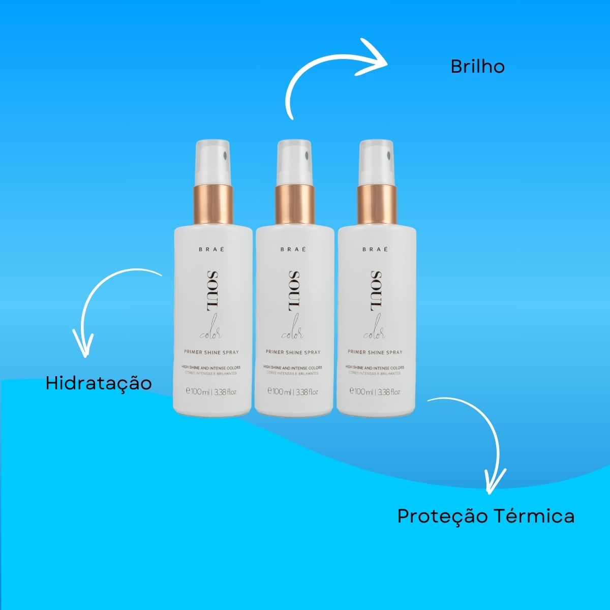 Kit Braé Soul Color Primer Shine Spray 3 Leave-In 100 ml