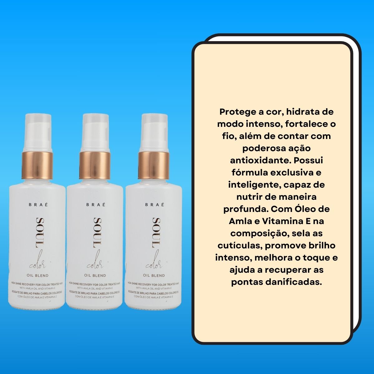 Kit Braé Soul Color Oil Blend 3 Sérum Capilar 60 ml