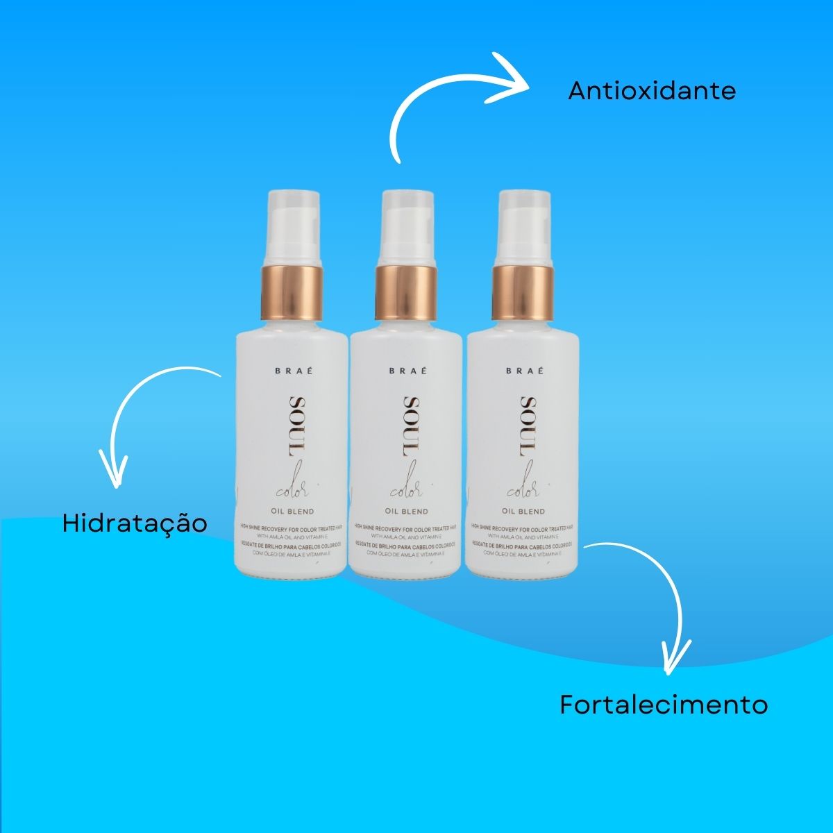 Kit Braé Soul Color Oil Blend 3 Sérum Capilar 60 ml