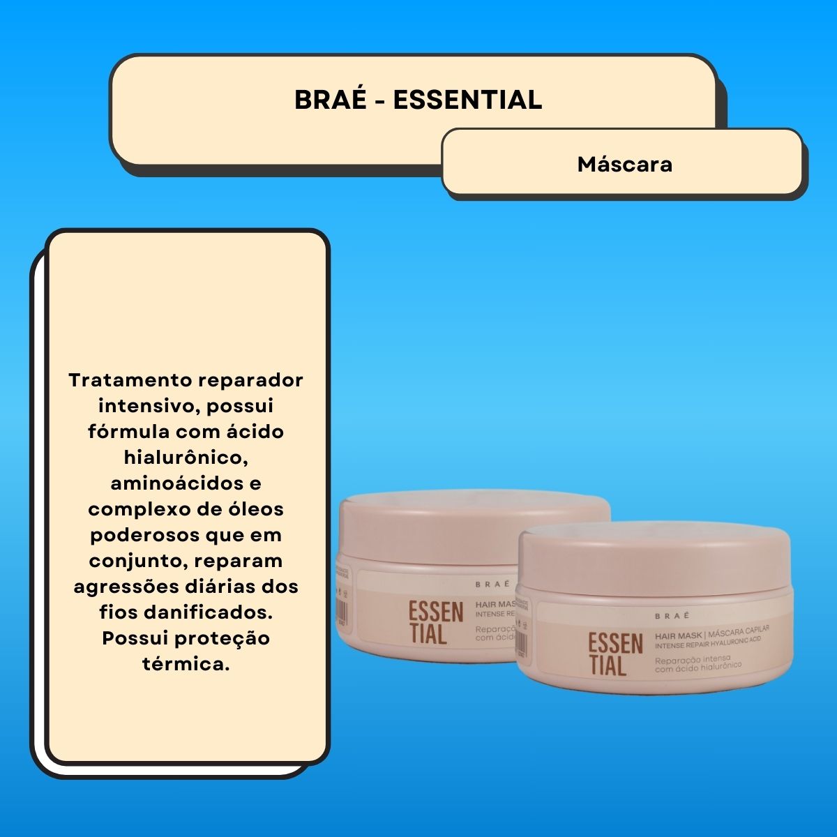 Kit Braé Essential 2 Máscara Capilar Reparação Intensa 200 g