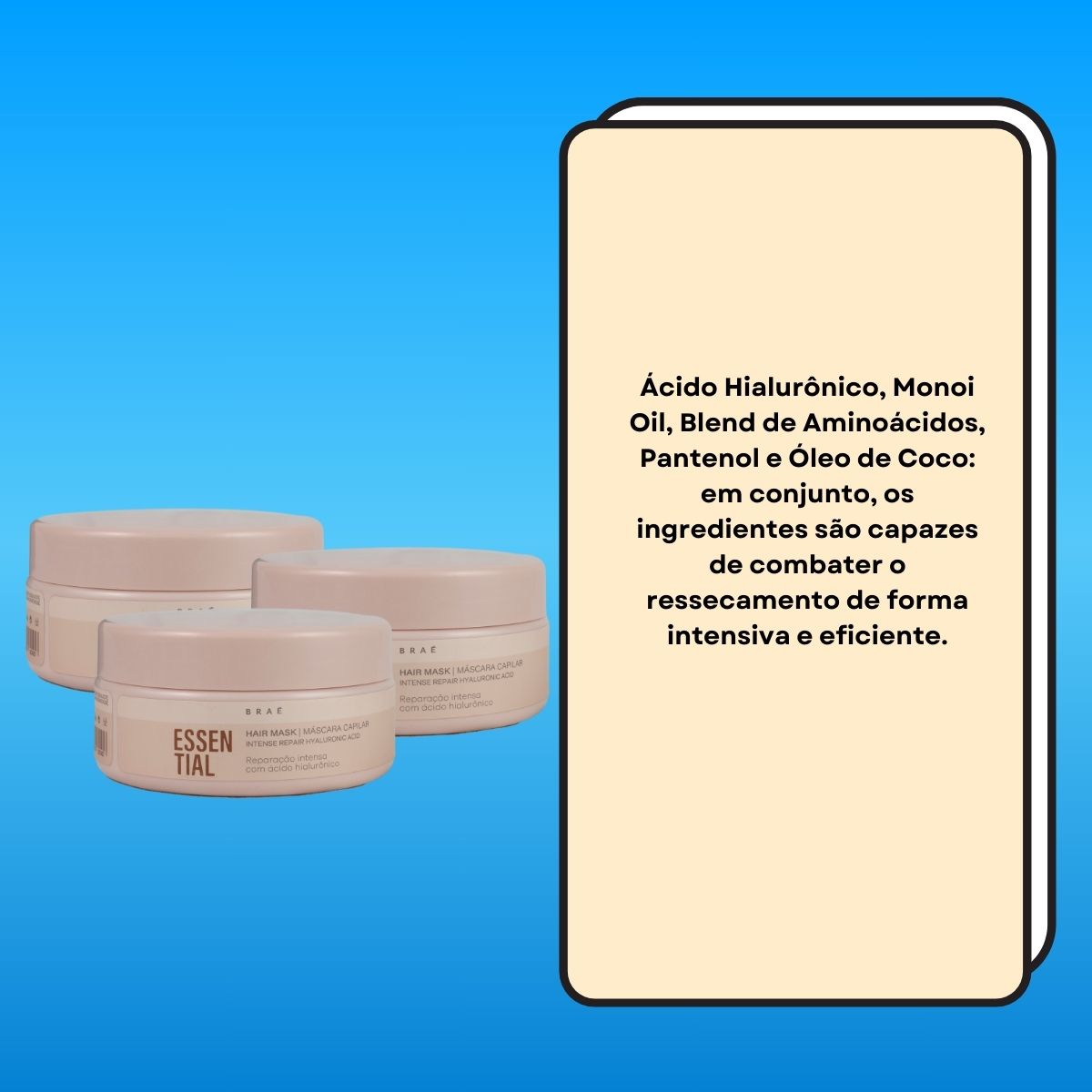 Kit Braé Essential 3 Máscara Capilar Reparação Intensa 200 g