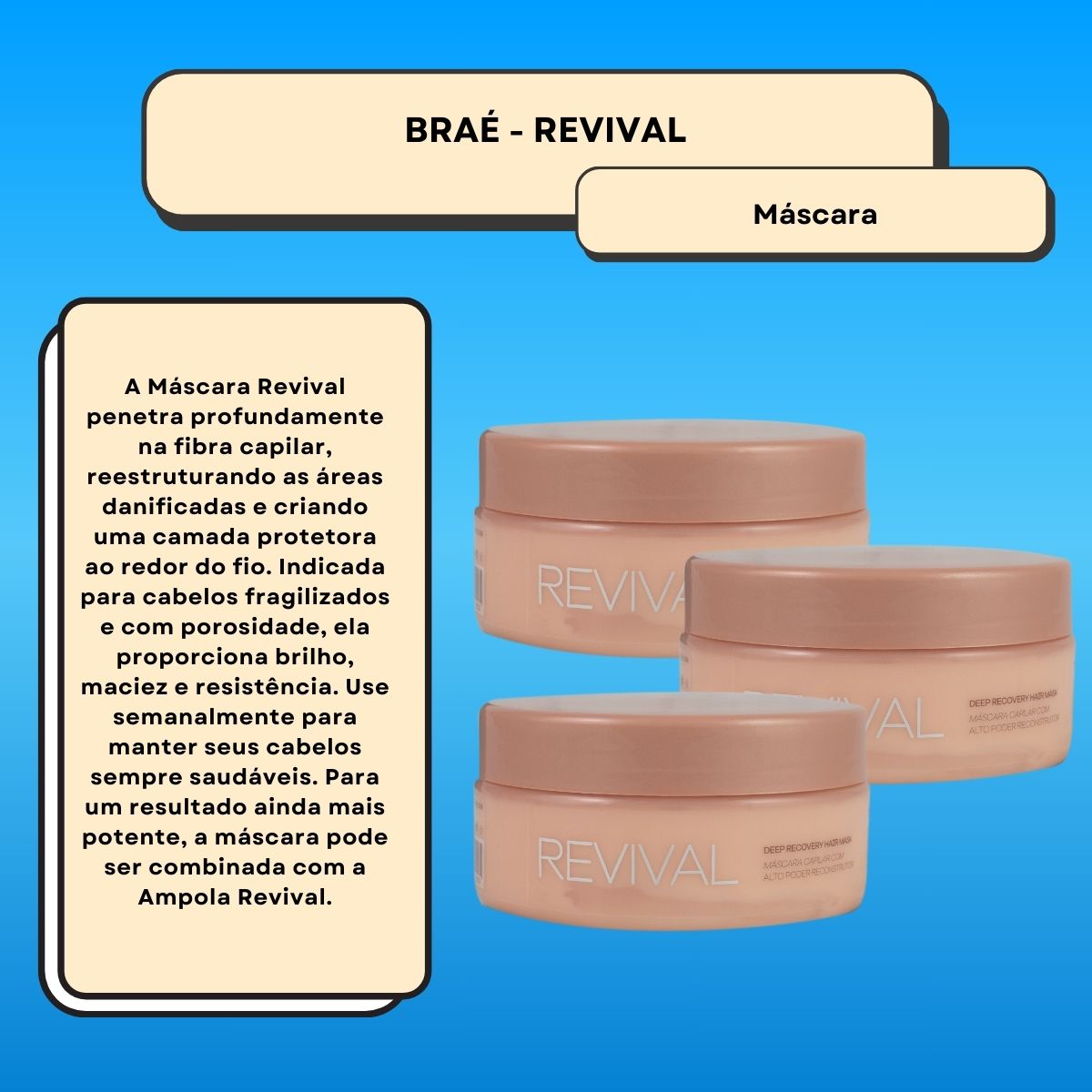 Kit Braé Revival 3 Máscara de Reconstrução 200 g