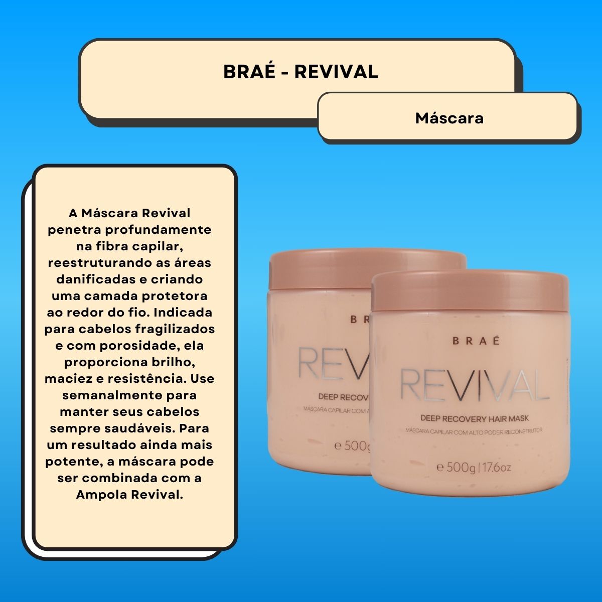 Kit Braé Revival 2 Máscara de Reconstrução 500 g