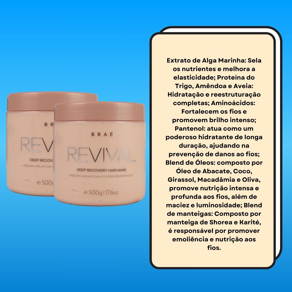 Kit Braé Revival 2 Máscara de Reconstrução 500 g