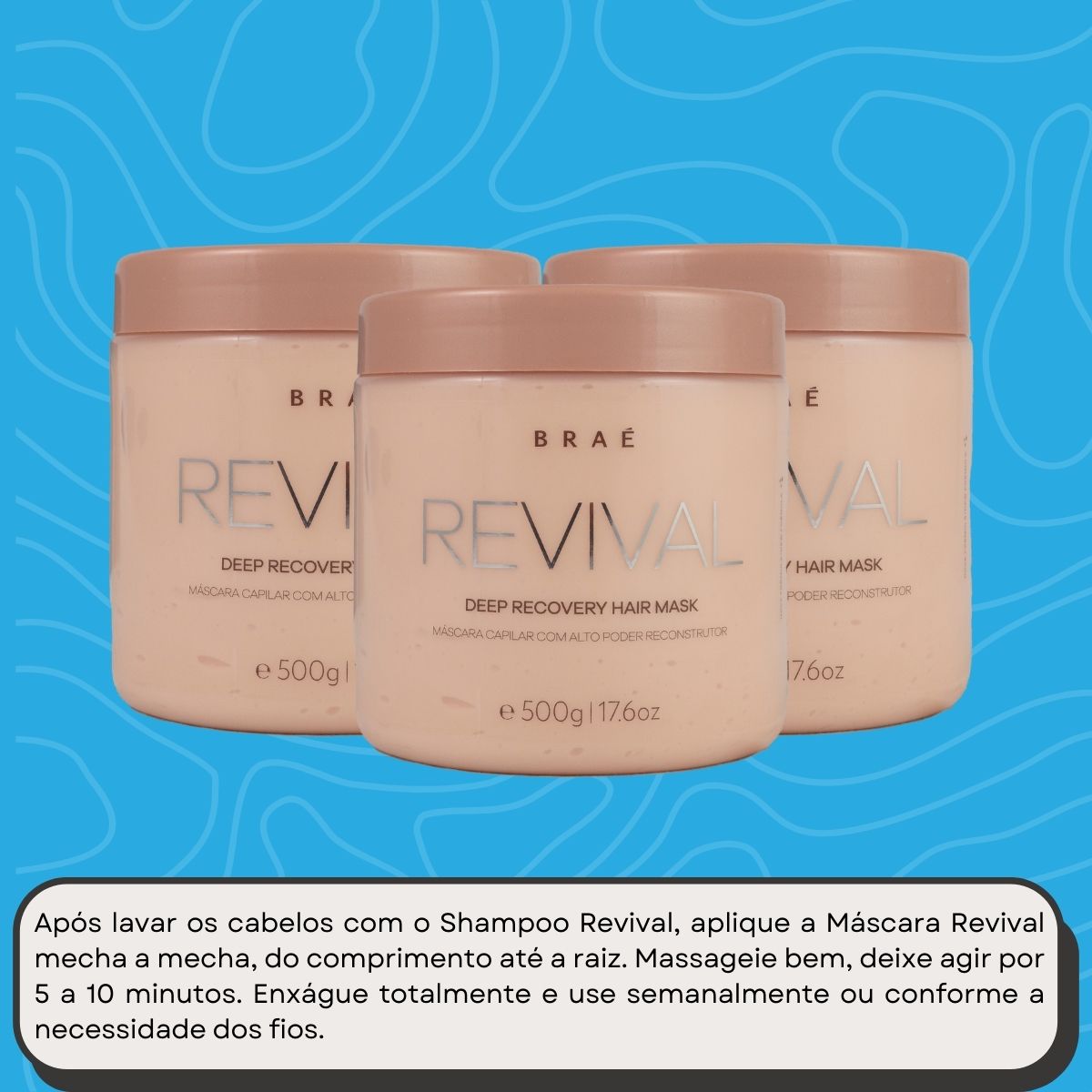 Kit Braé Revival 3 Máscara de Reconstrução 500 g