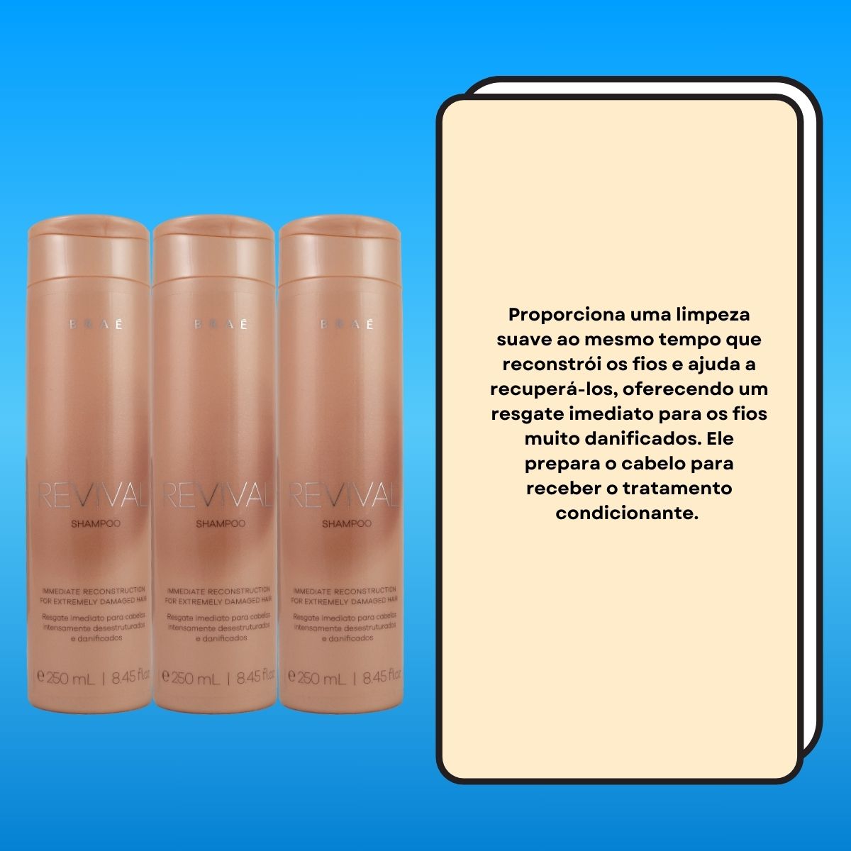 Kit Braé Revival 3 Shampoo Reconstrutor 250 ml