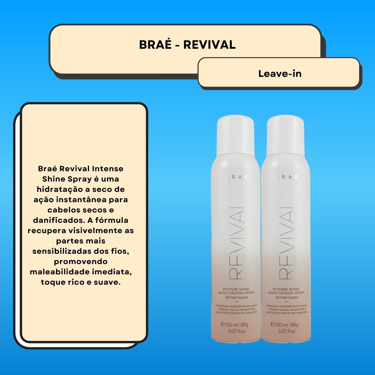 Kit Braé Revival Intense Shine Moisturizing 2 Leave-in 150 g
