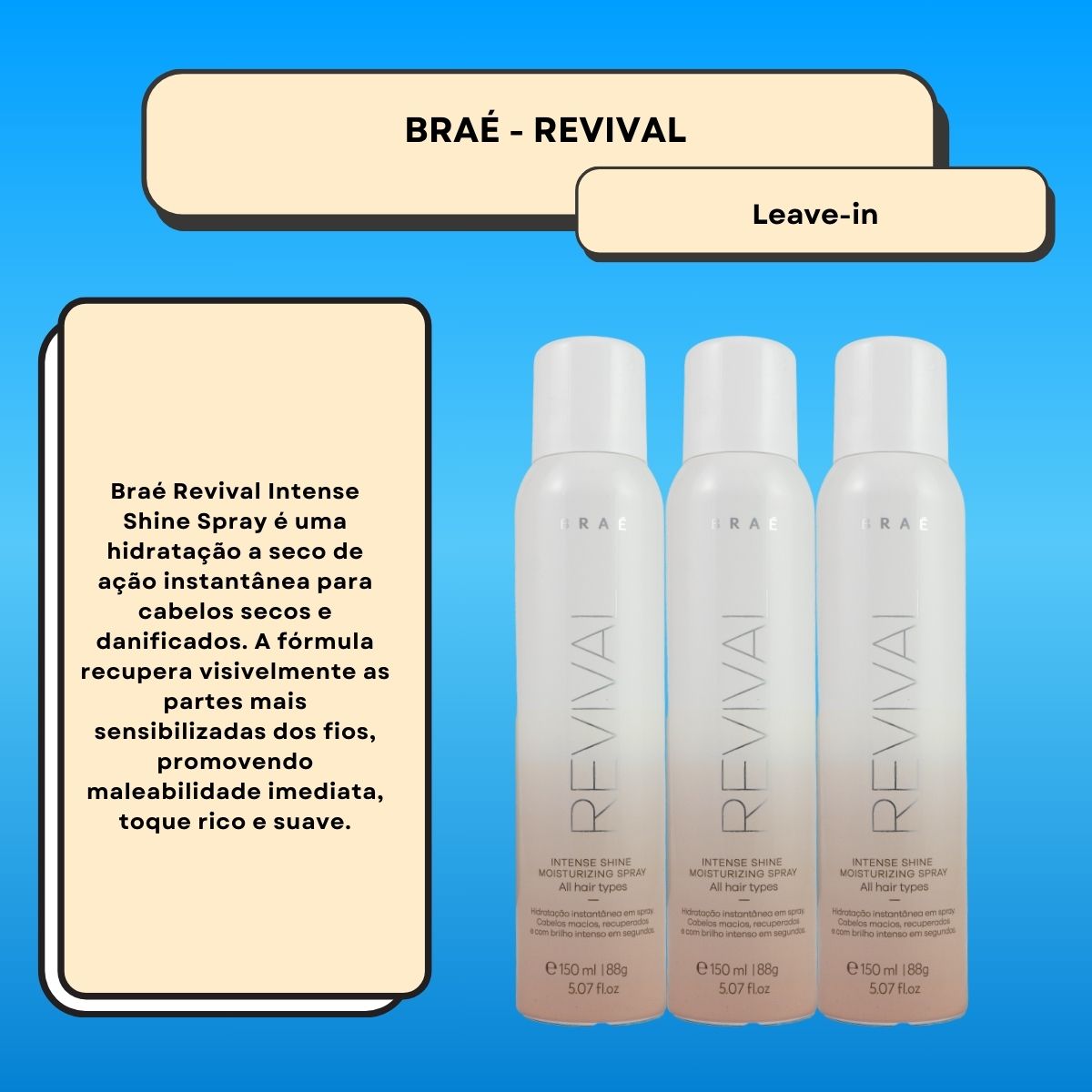 Kit Braé Revival Intense Shine Moisturizing 3 Leave-in 150 g