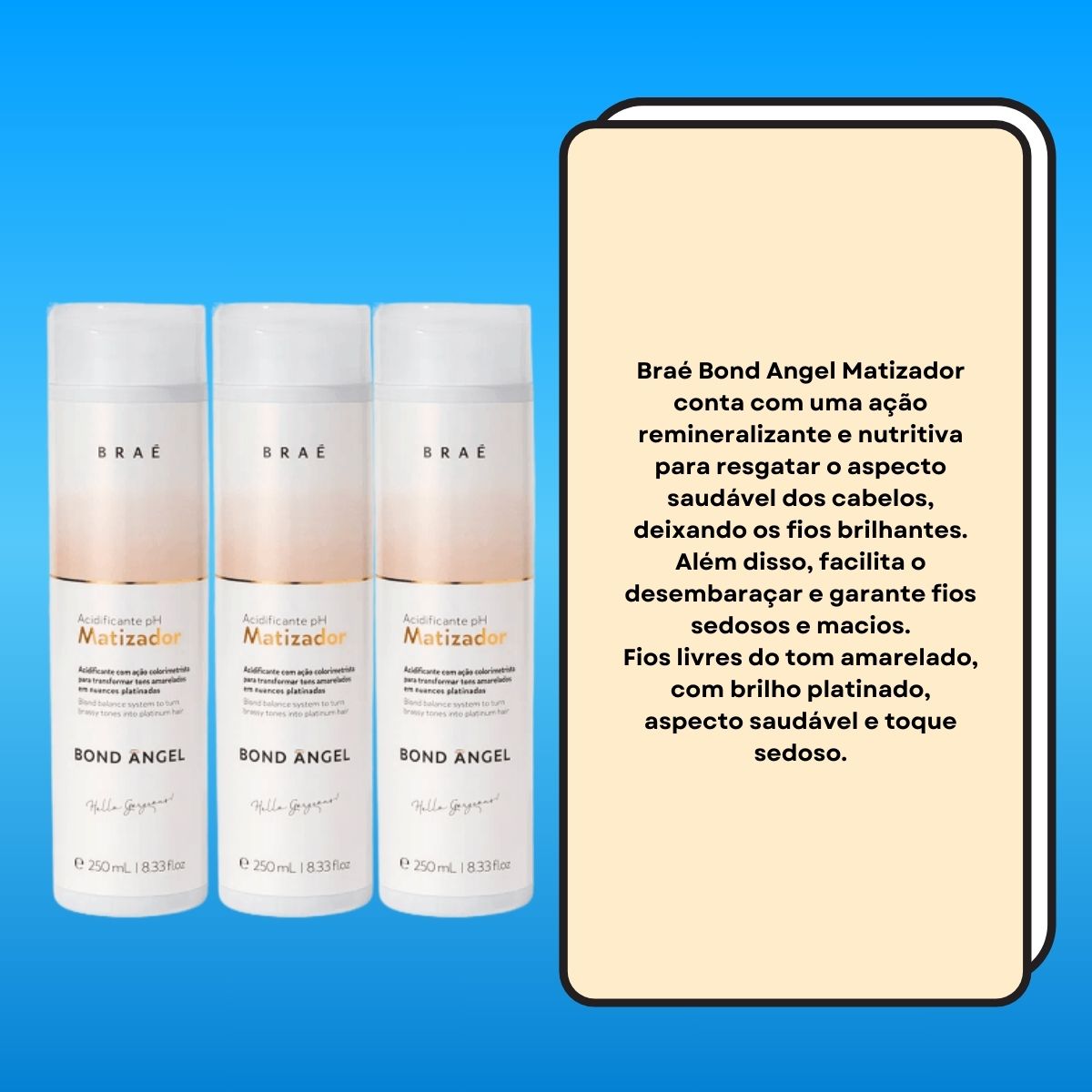 Kit Braé Bond Angel 3 pH Acidificante Matizador 250 ml