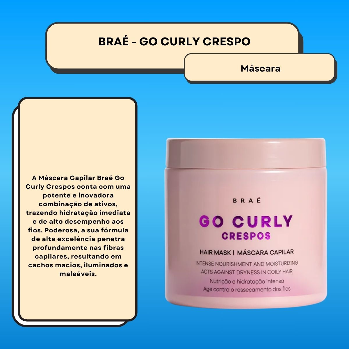 Máscara Braé Go Curly Crespos 500 g