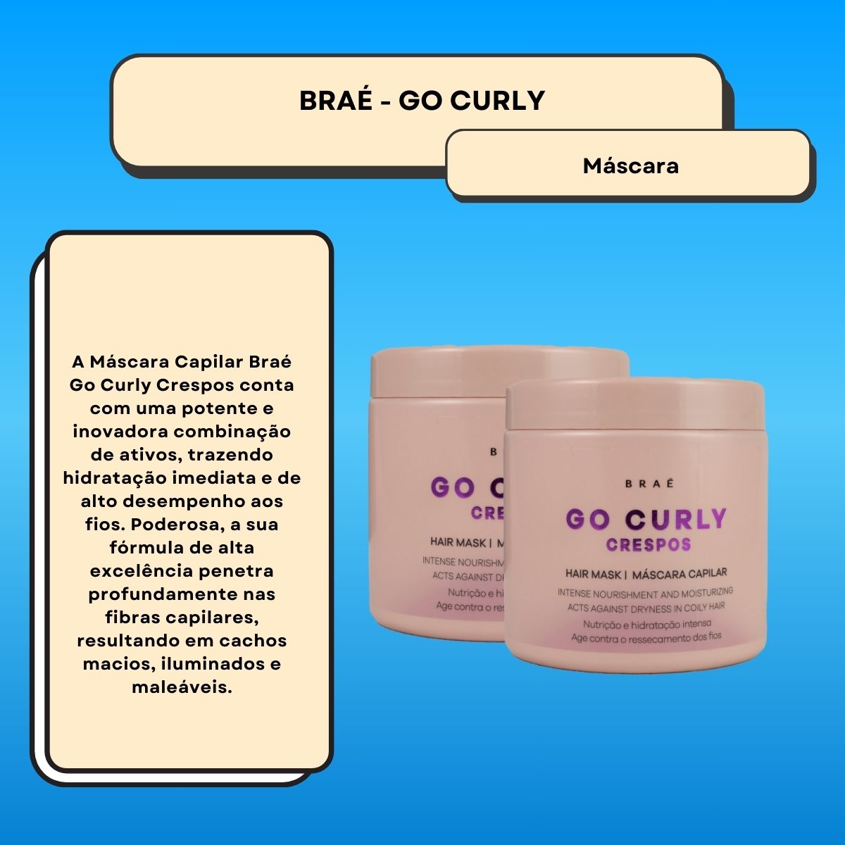 Kit Braé Go Curly Crespos 2 Máscara Capilar 500 g