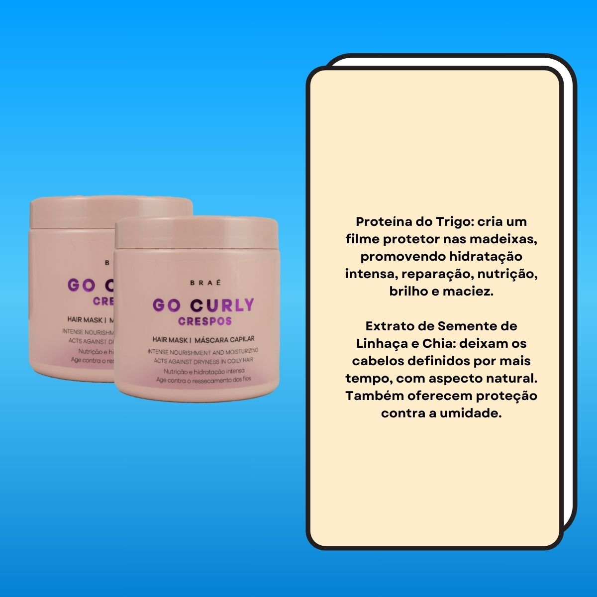 Kit Braé Go Curly Crespos 2 Máscara Capilar 500 g