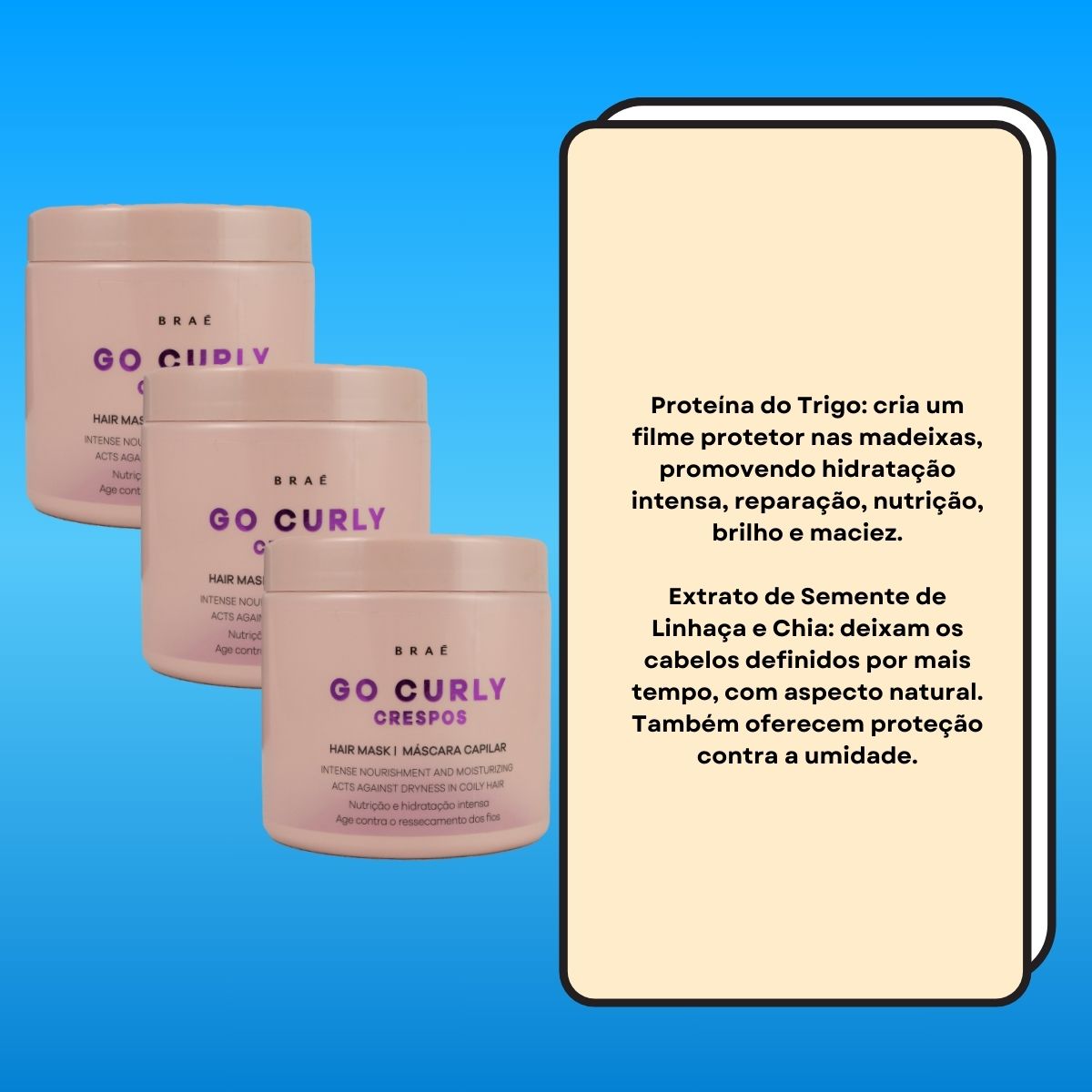 Kit Braé Go Curly Crespos 3 Máscara Capilar 500 g