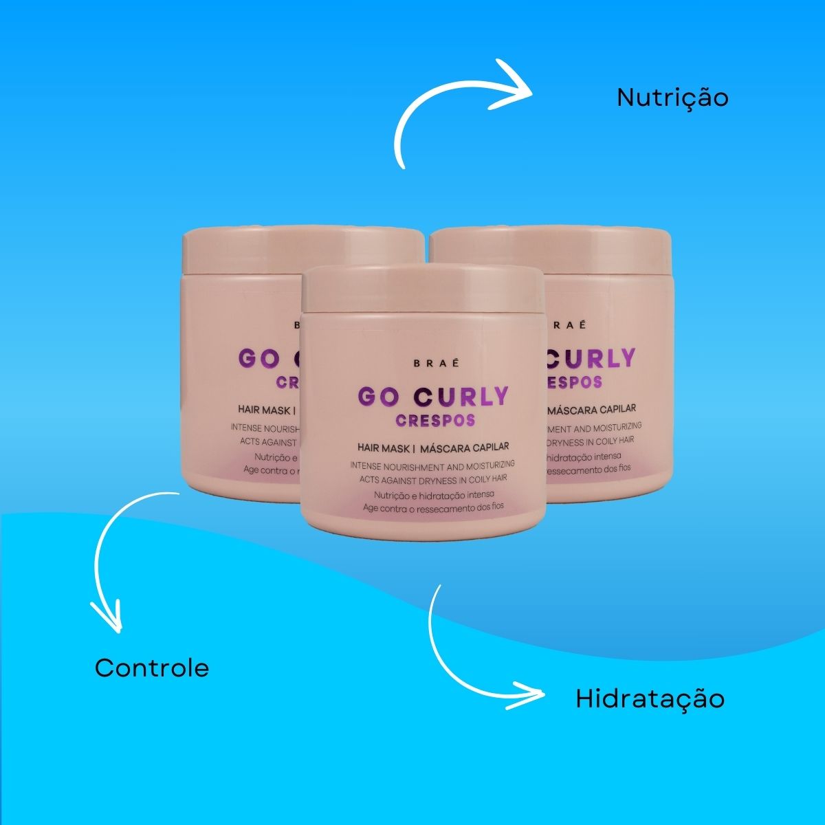 Kit Braé Go Curly Crespos 3 Máscara Capilar 500 g