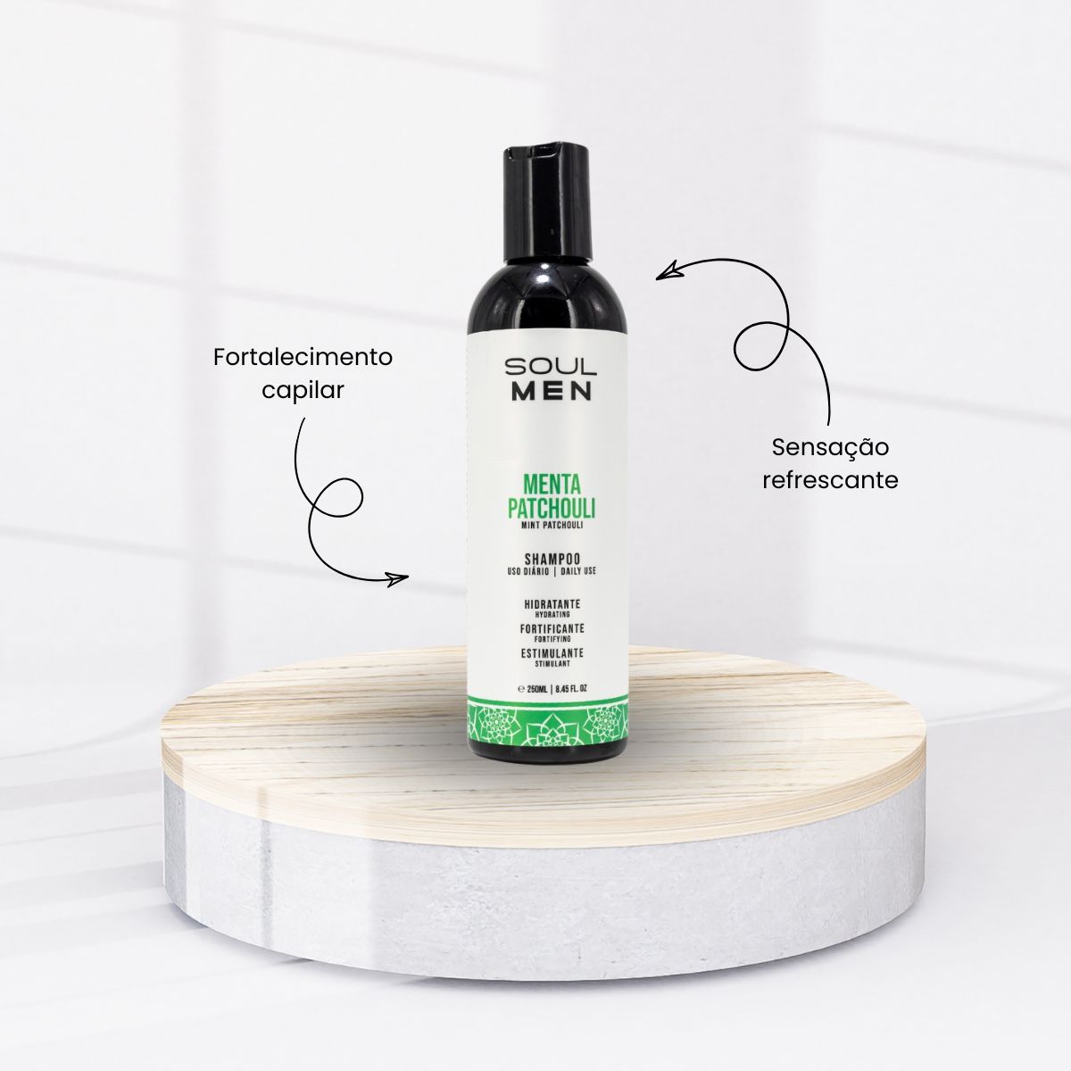 Shampoo Soul Men Menta Menta Patchouli Uso Diário 250 ml